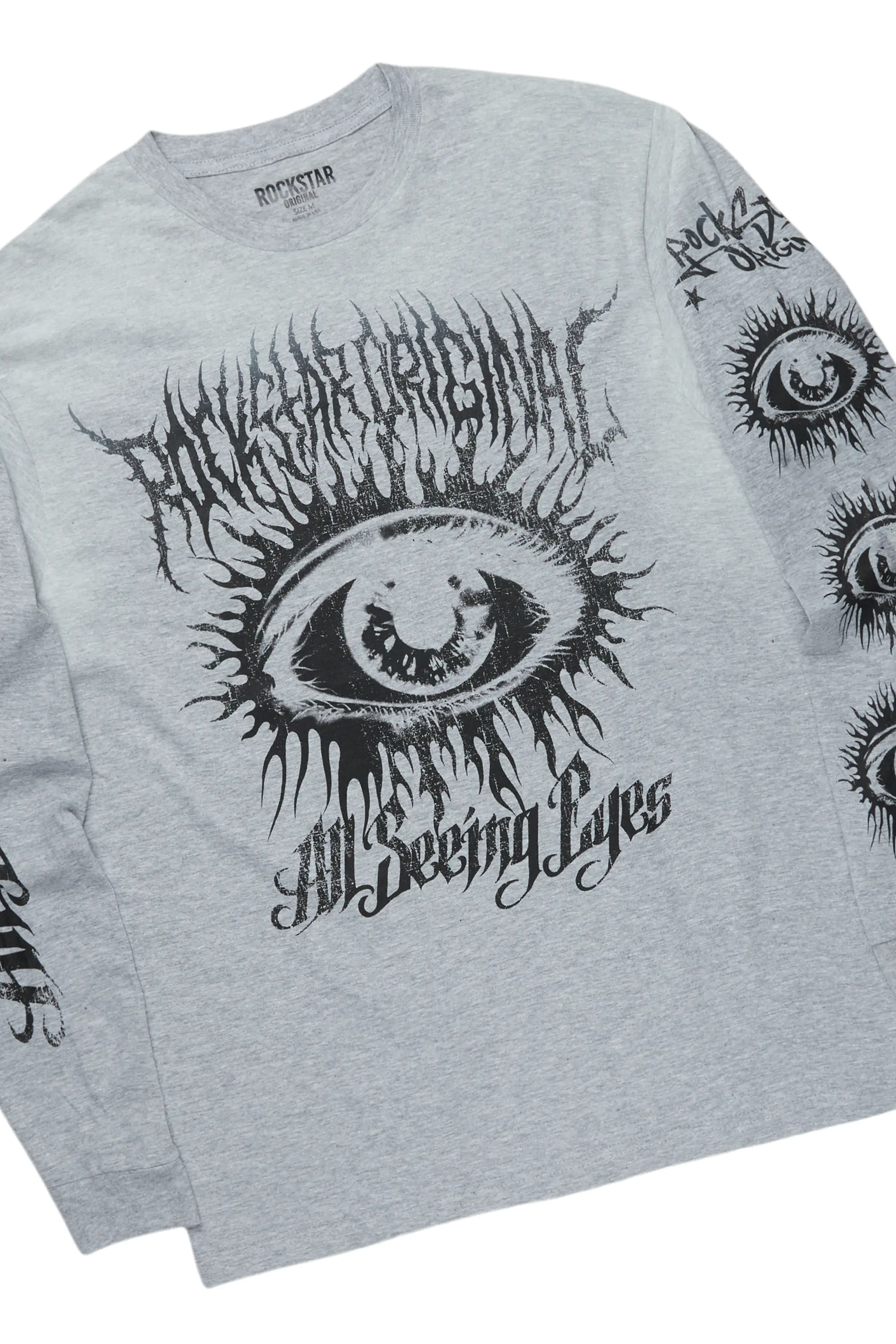 All Seeing Eyes Grey Long Sleeve T-Shirt/Super Stacked Flare Jean Bundle - Image 7