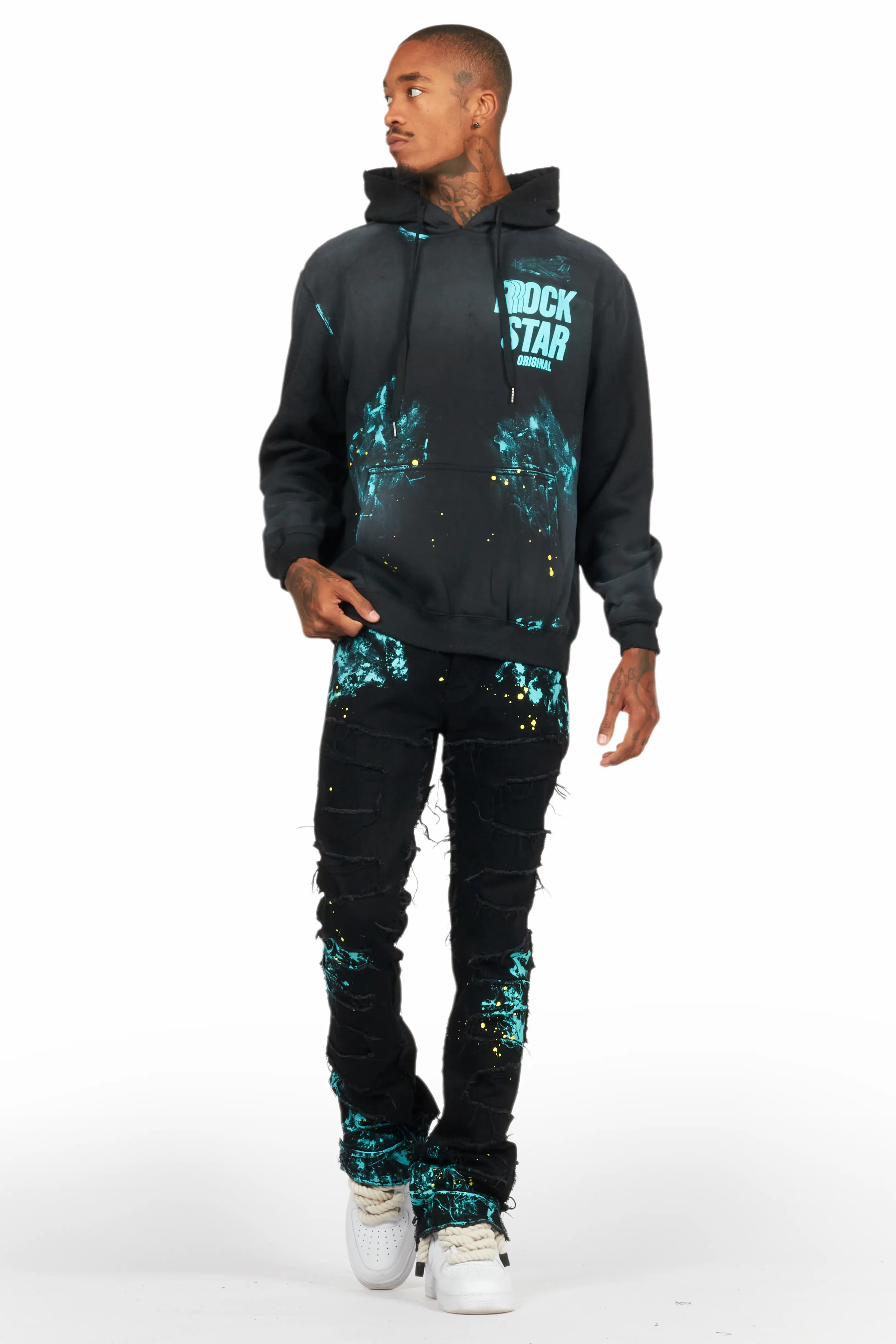 Barras Black Hoodie/Stacked Flare Jean Bundle - Image 2
