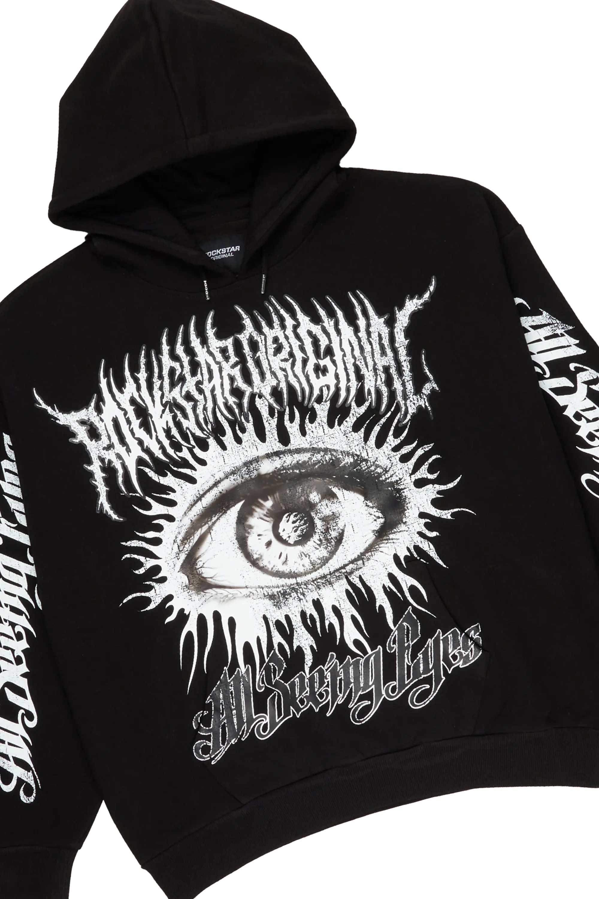 All Seeing Eyes Black Hoodie & Lamont Stacked Flare Tapestry Jean Bundle - Image 2