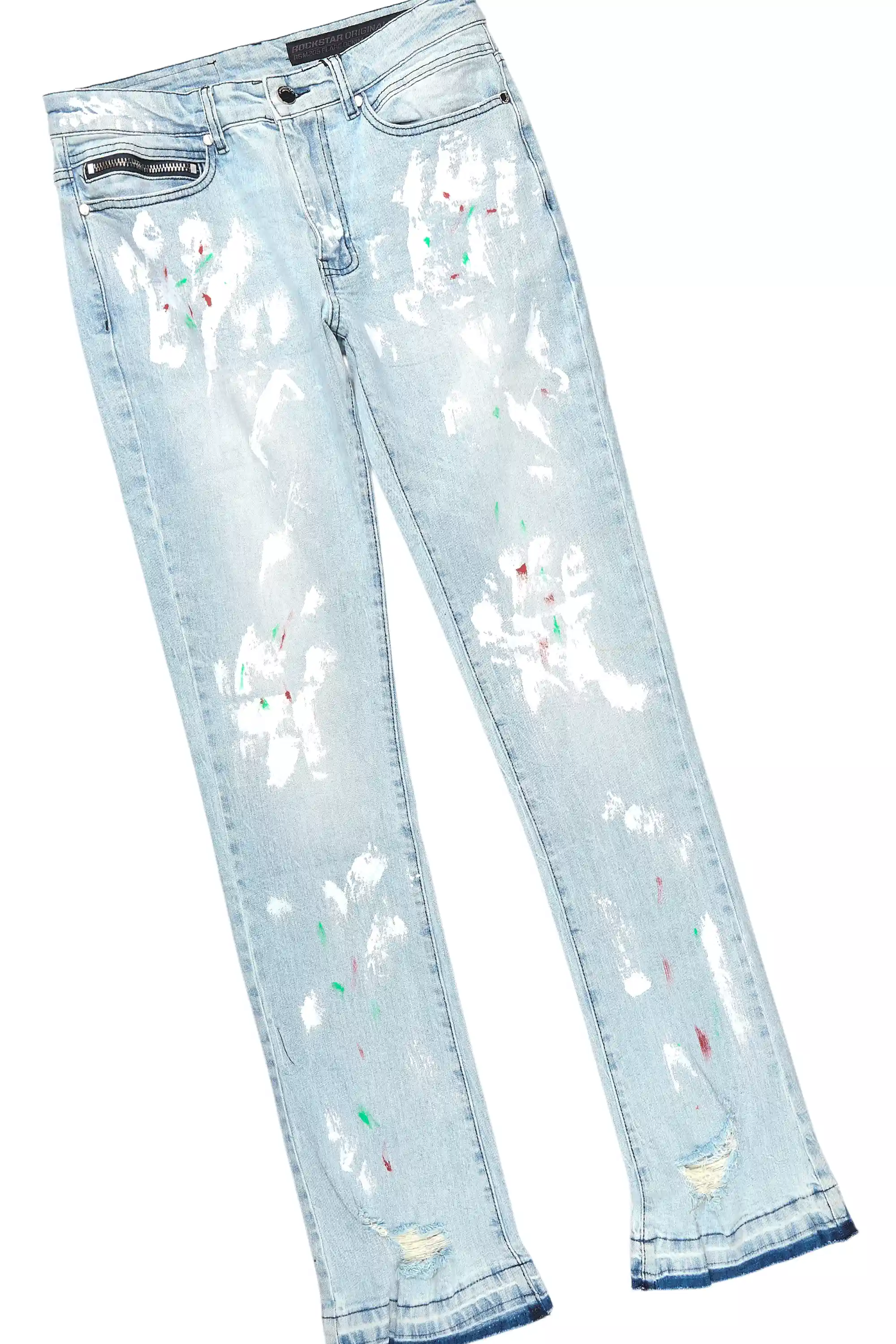 Tarl Blue Oversized T-Shirt/Stacked Flare Jean Set - Image 7