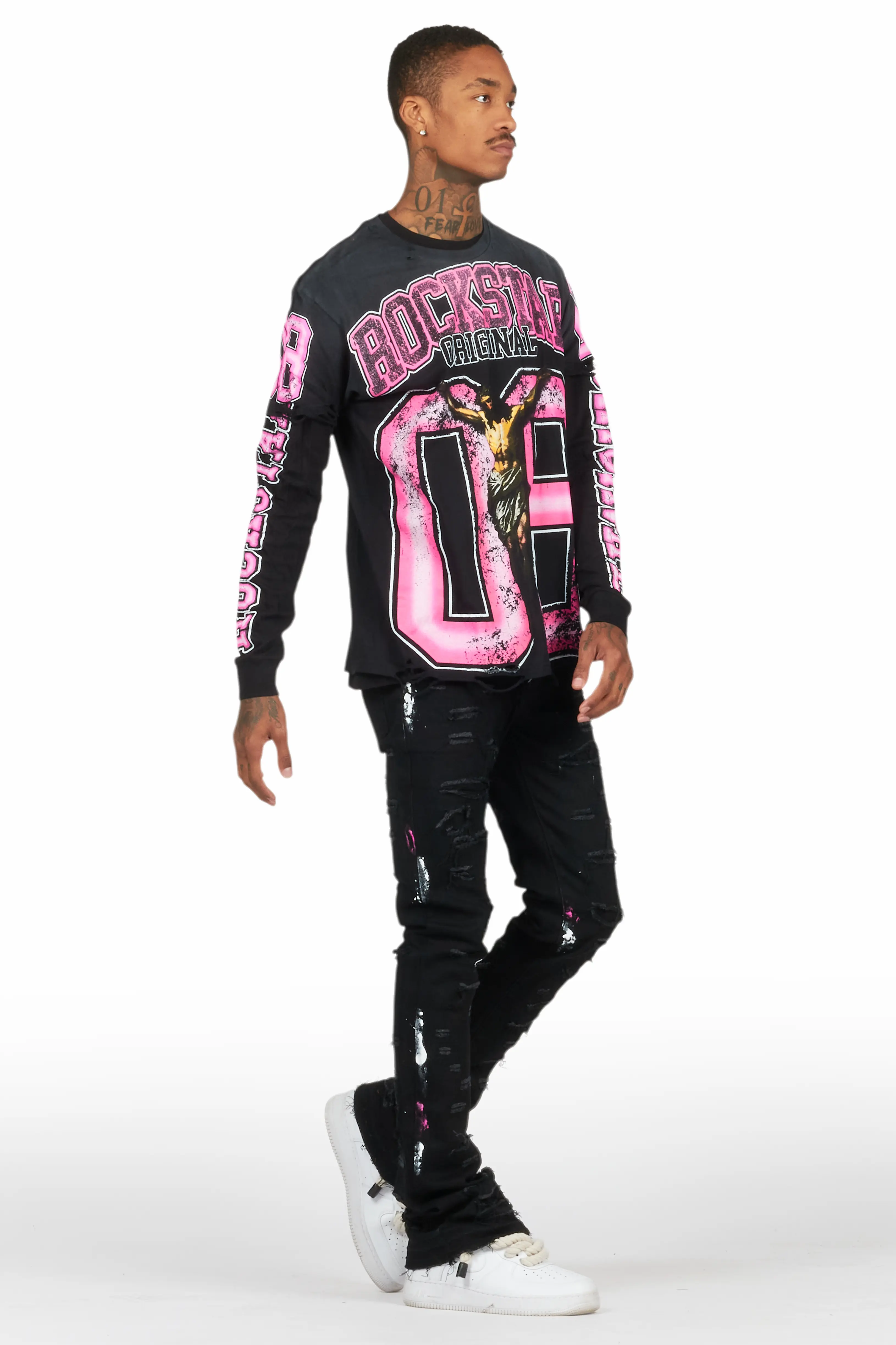 Fields Black Double Layer T-Shirt/Stacked Flare Jean Bundle - Image 6