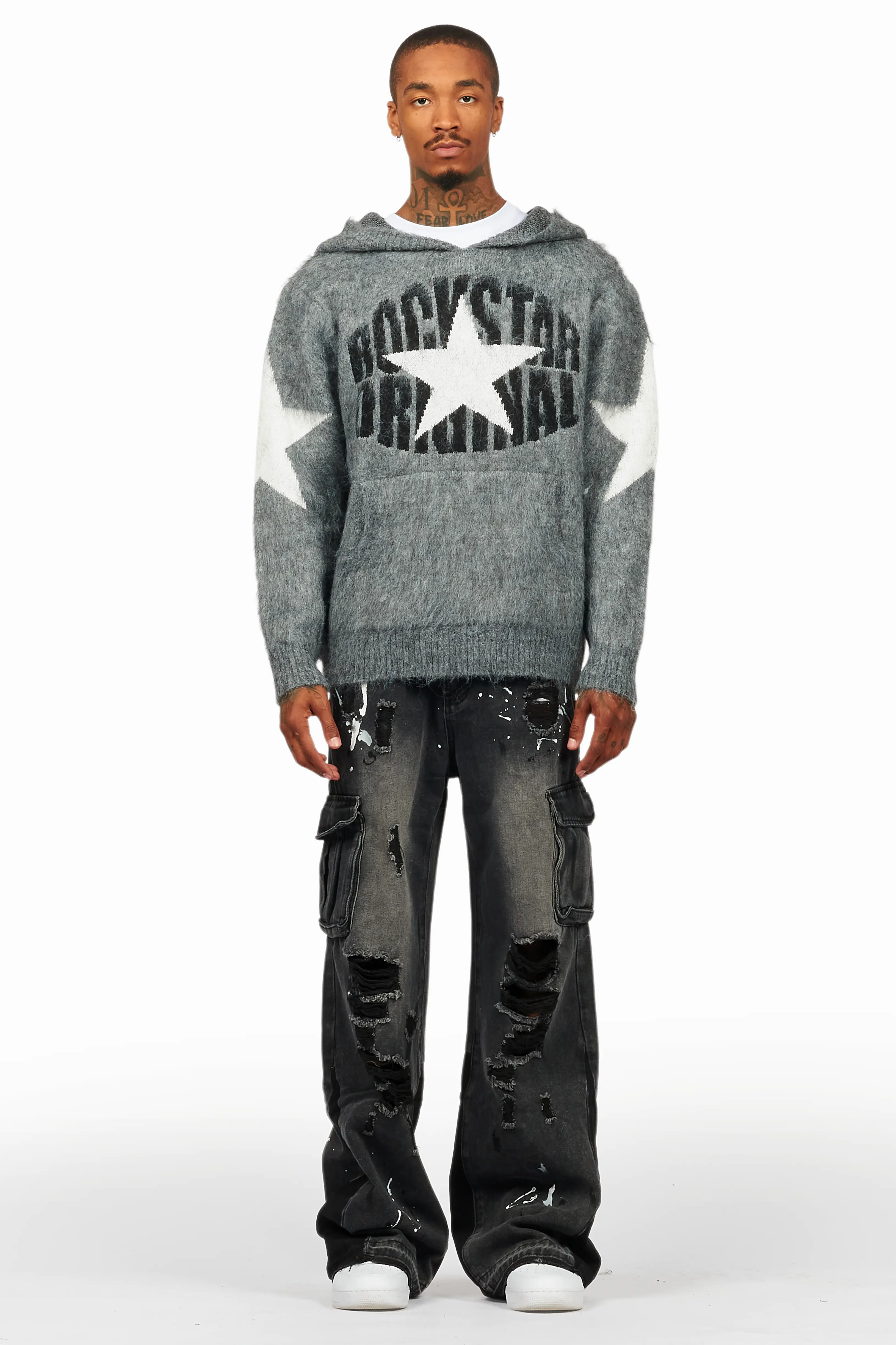 States Grey Mohair Hoodie/Baggy Fit Jean Bundle - Image 2