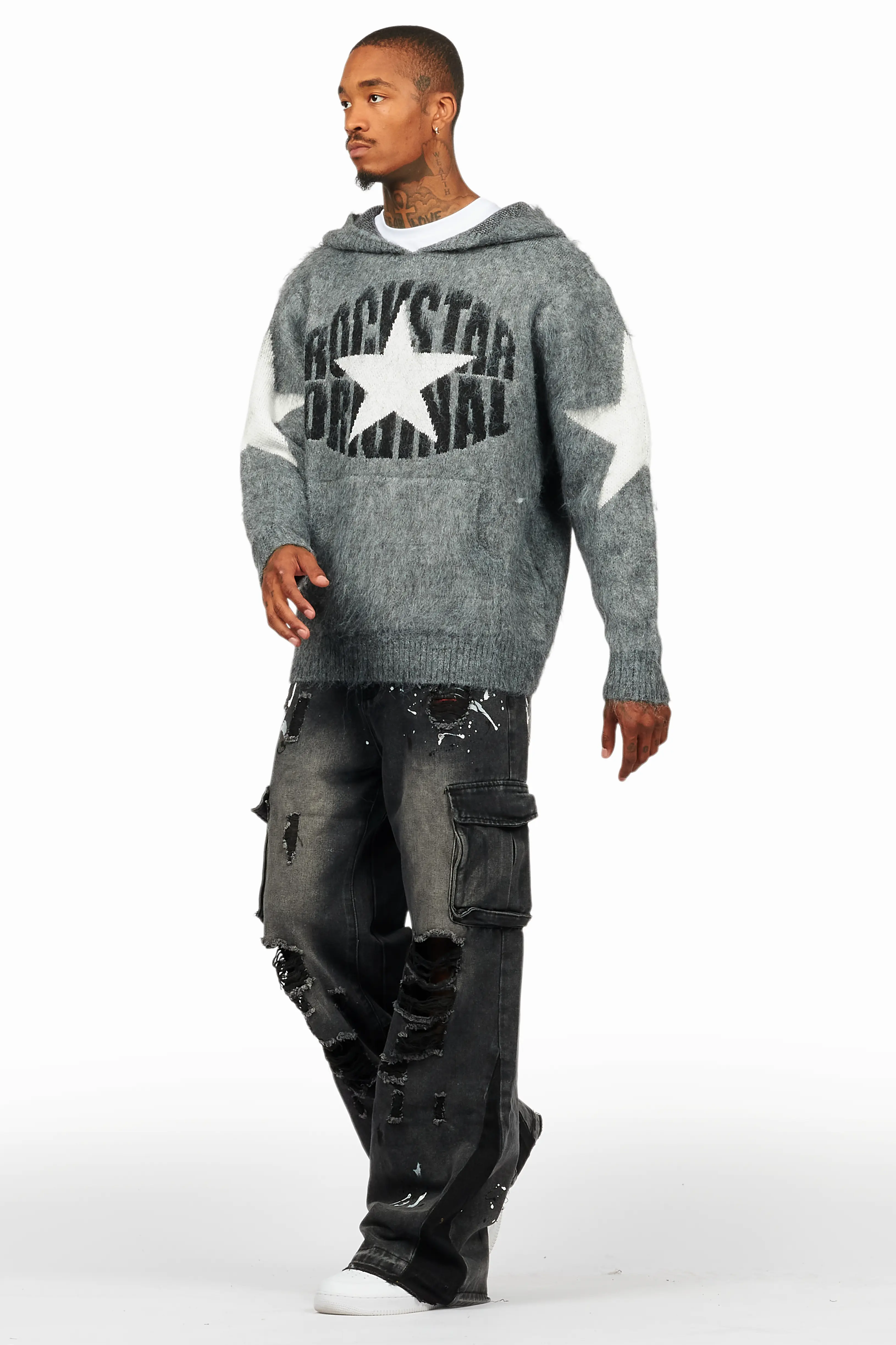 States Grey Mohair Hoodie/Baggy Fit Jean Bundle - Image 5