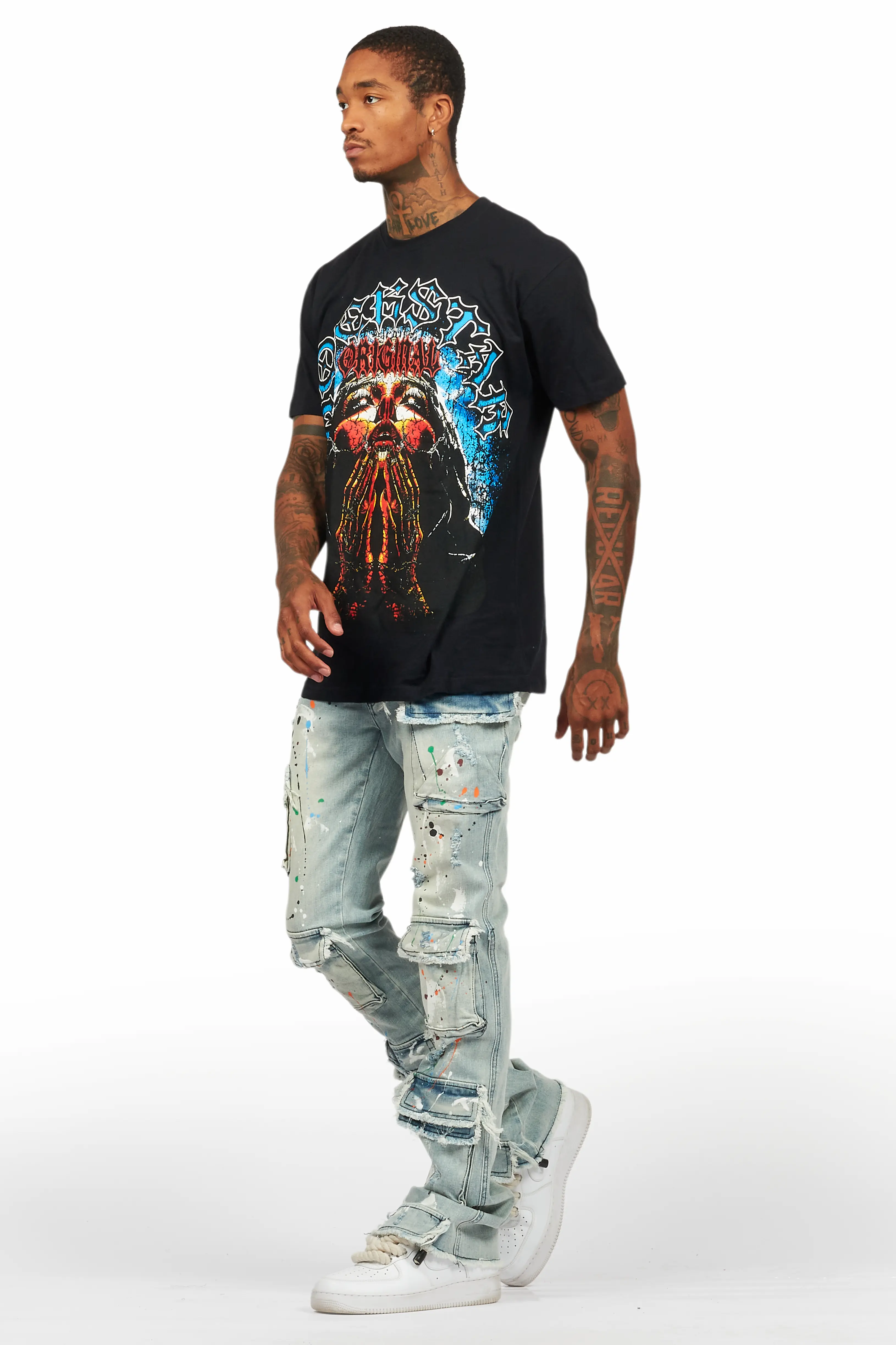Dallan Black/Blue T-Shirt/Stacked Flare Jean Bundle - Image 5