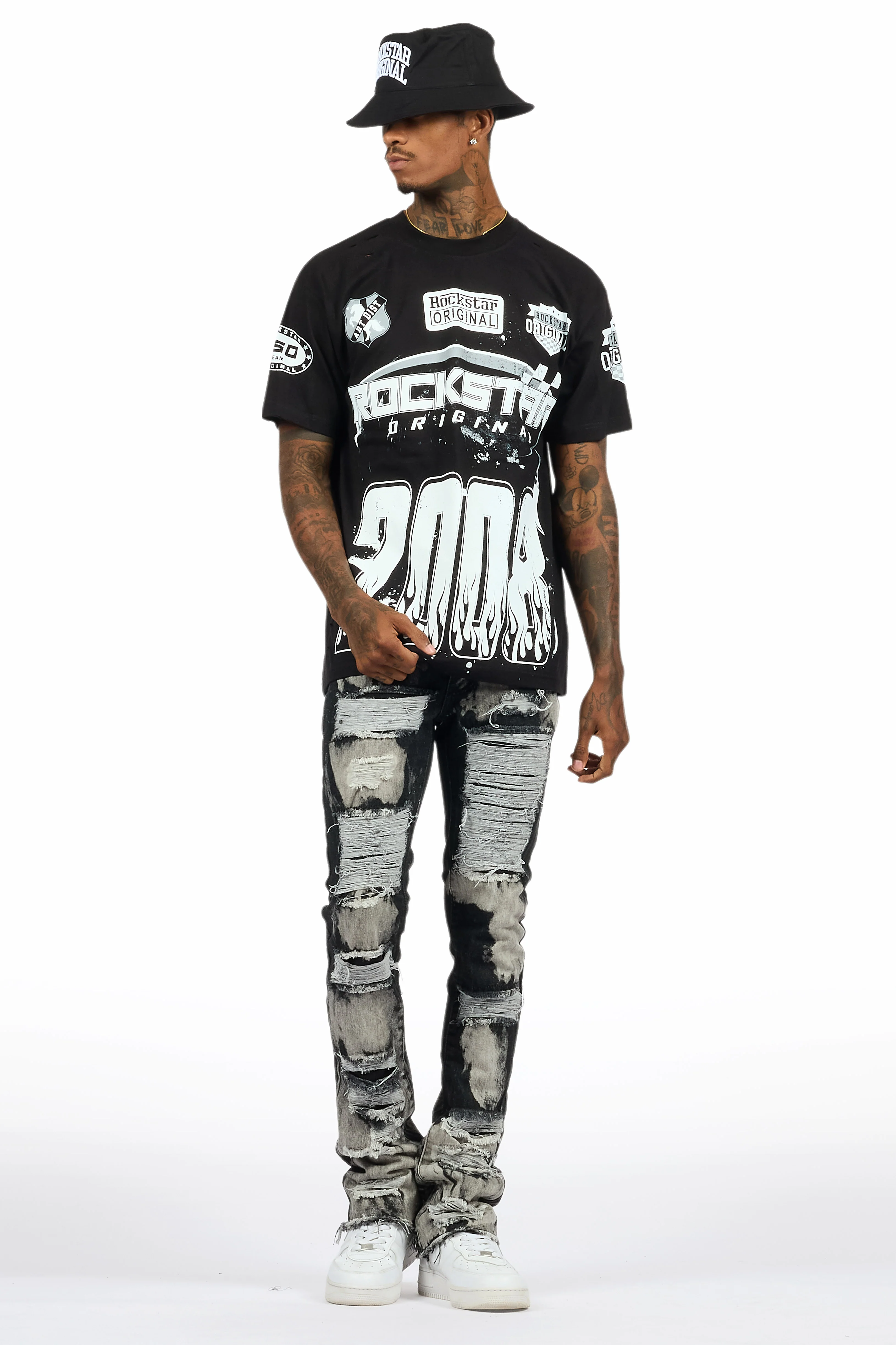 Amos Black T-Shirt/Stacked Flare Jean Bundle - Image 4
