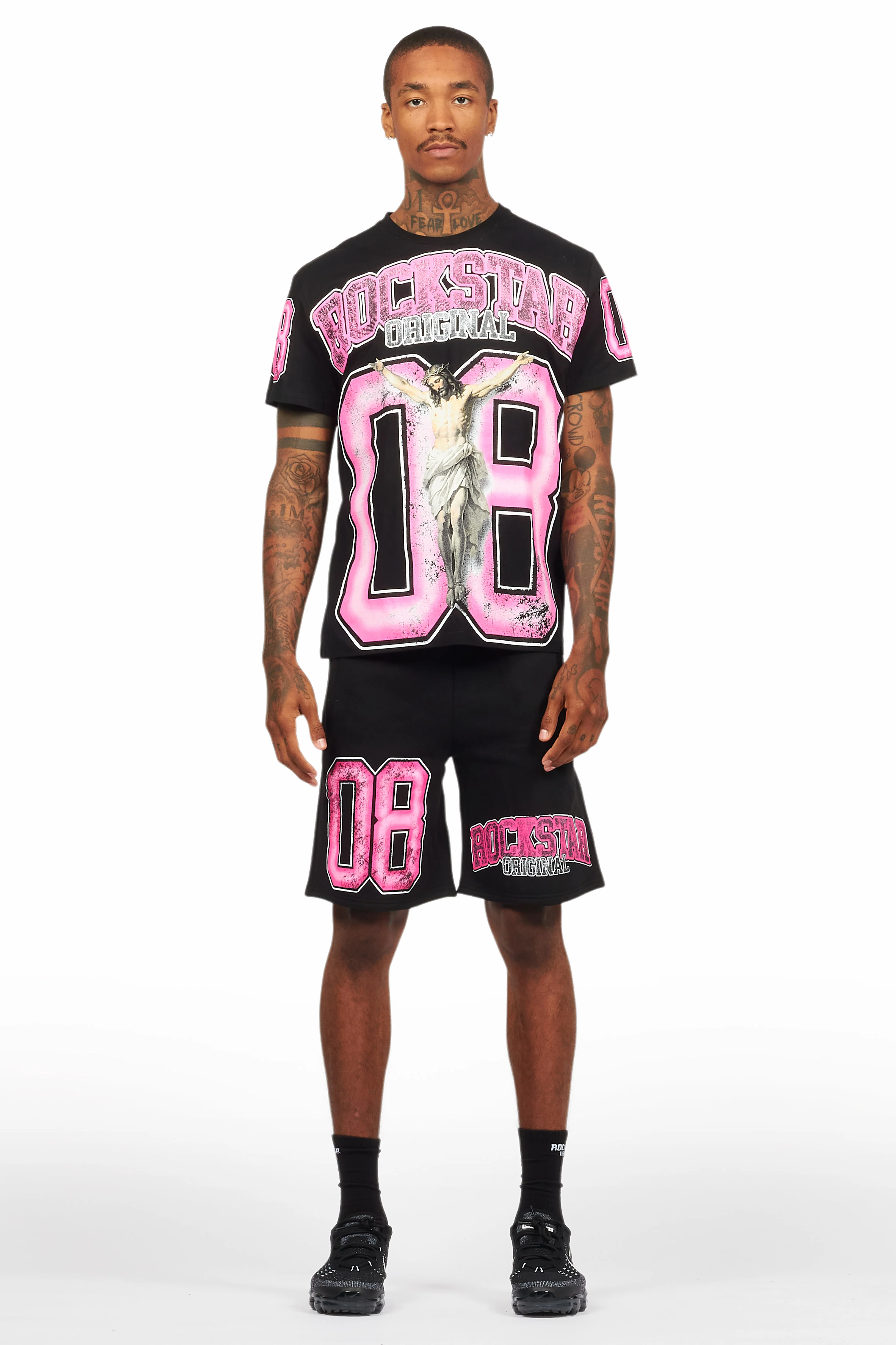 Fields Black/Pink T-Shirt Short Set - Image 8