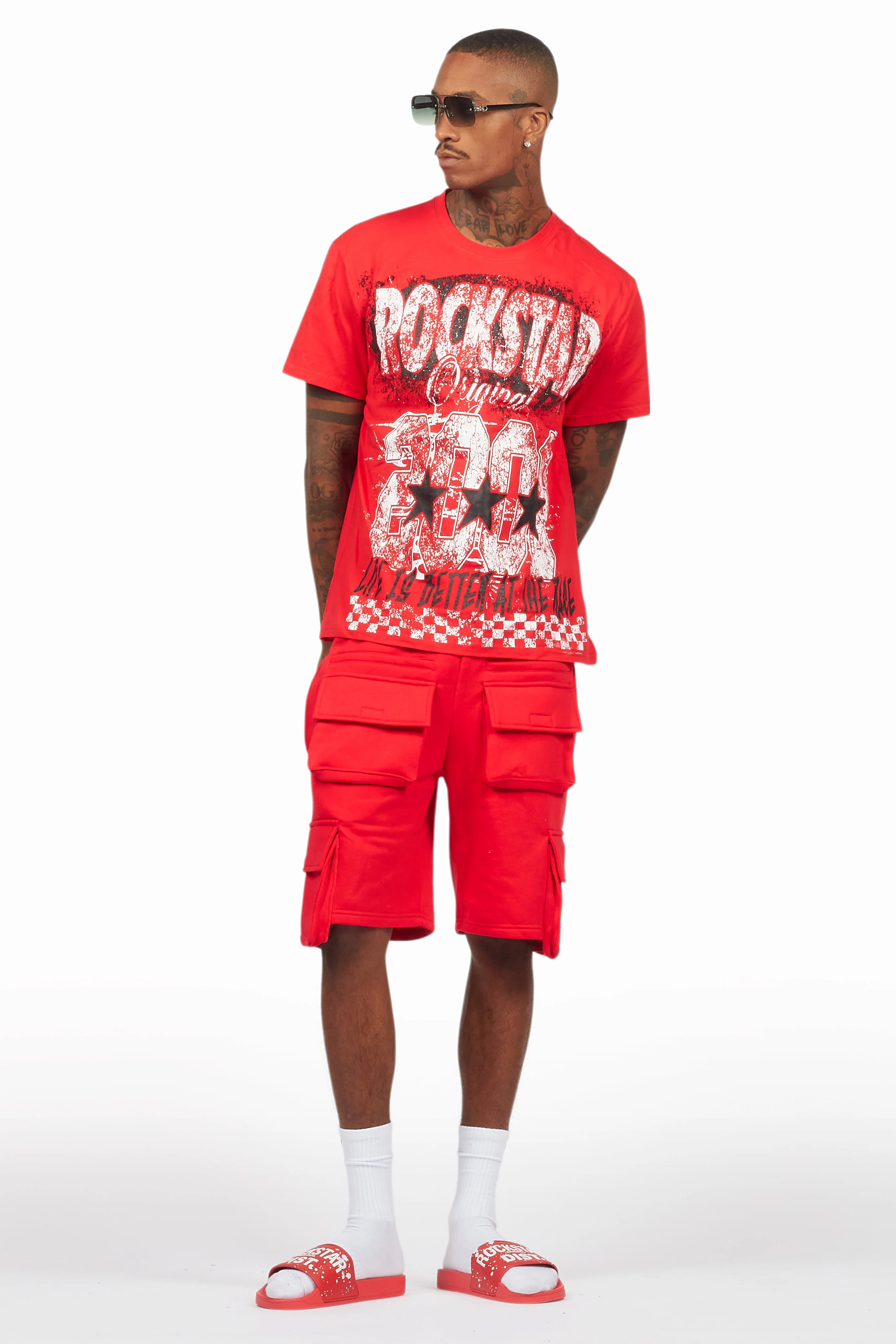 Racing Grung Red/Black T-Shirt Cargo Shorts Set - Image 2