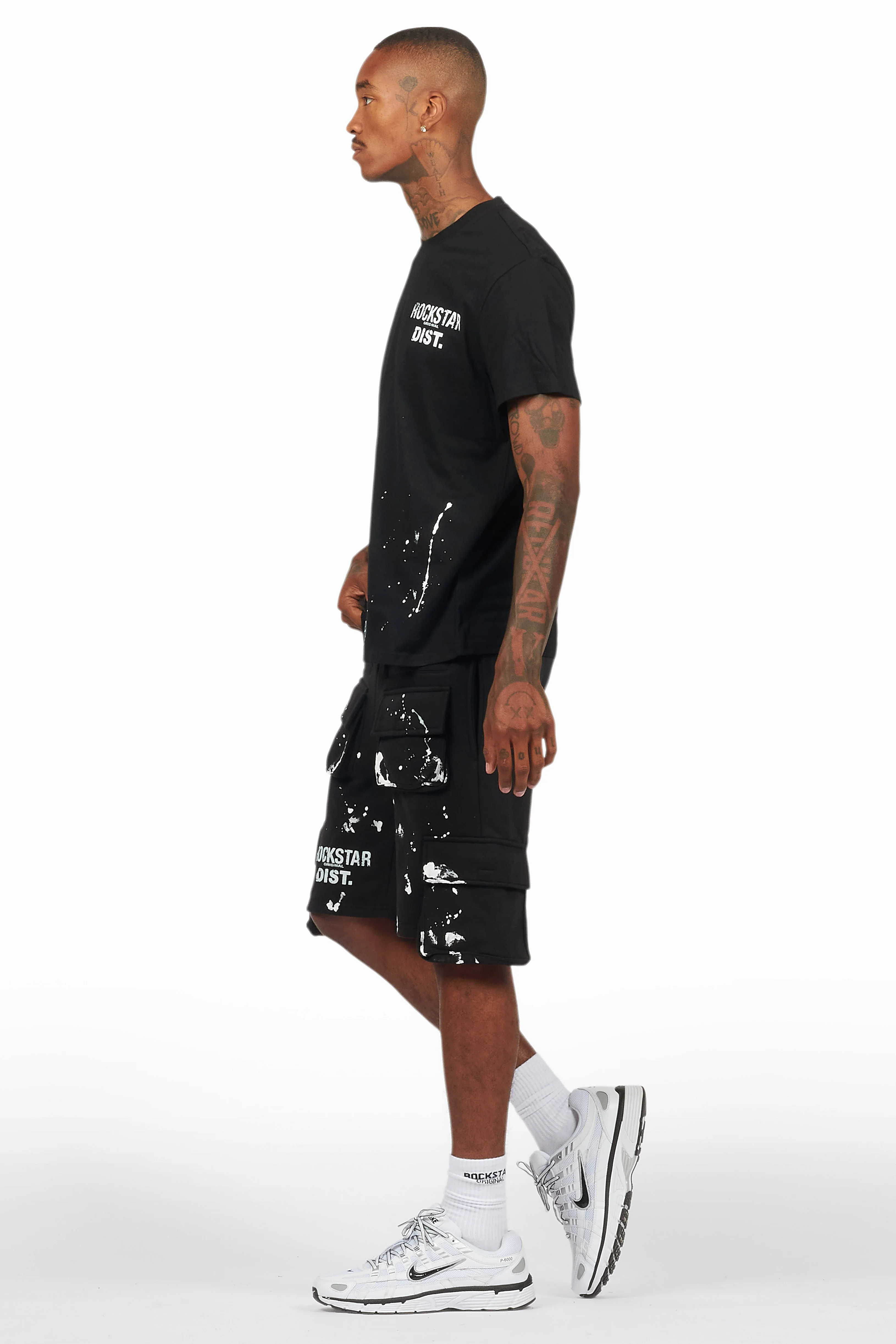 Raffer Black/White T-Shirt Cargo Shorts Set - Image 11