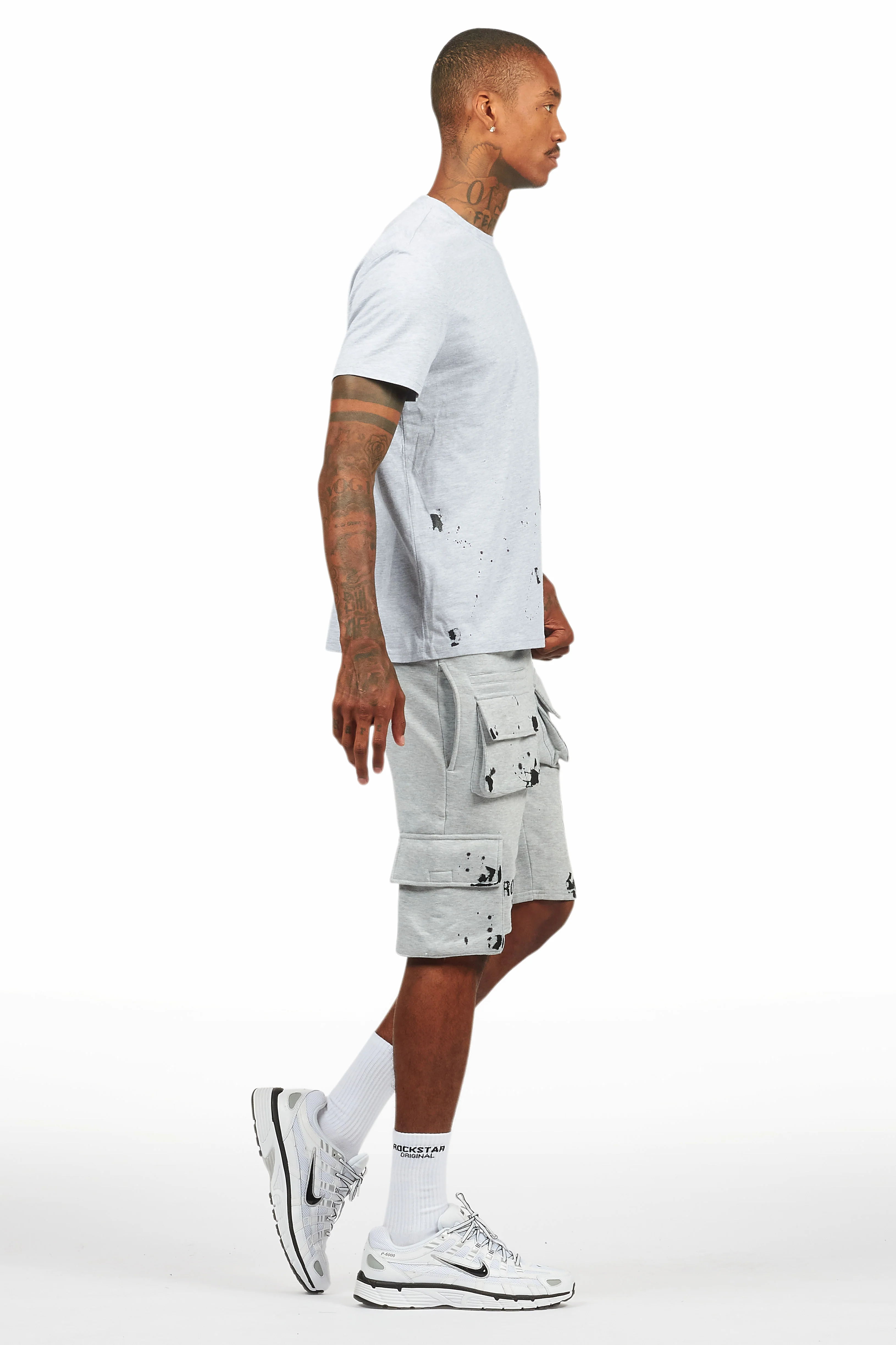 Raffer Heather Grey/Black T-Shirt Cargo Shorts Set - Image 9