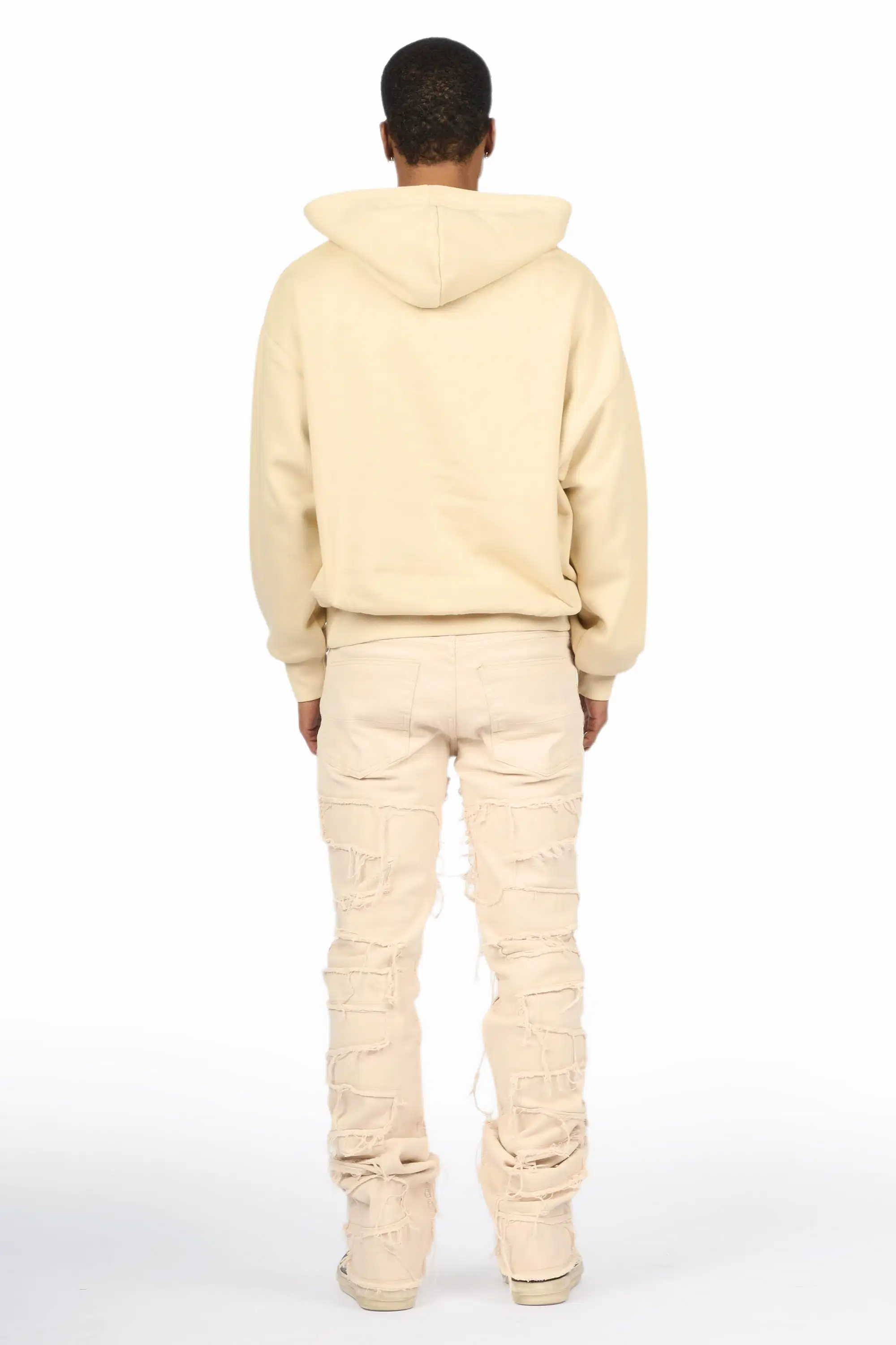 Saxon Beige/Beige Hoodie/Stacked Flare Jean Set - Image 4