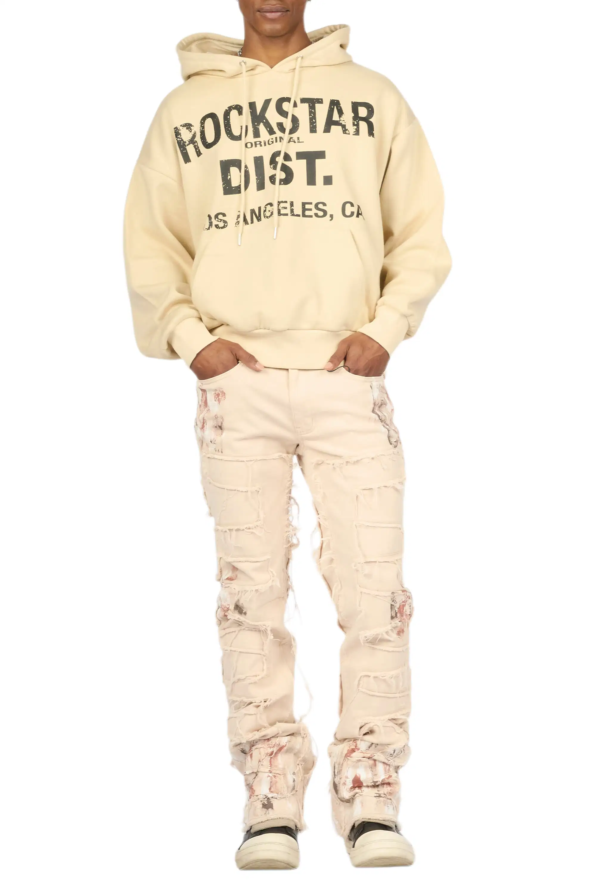 Saxon Beige/Beige Hoodie/Stacked Flare Jean Set - Image 9