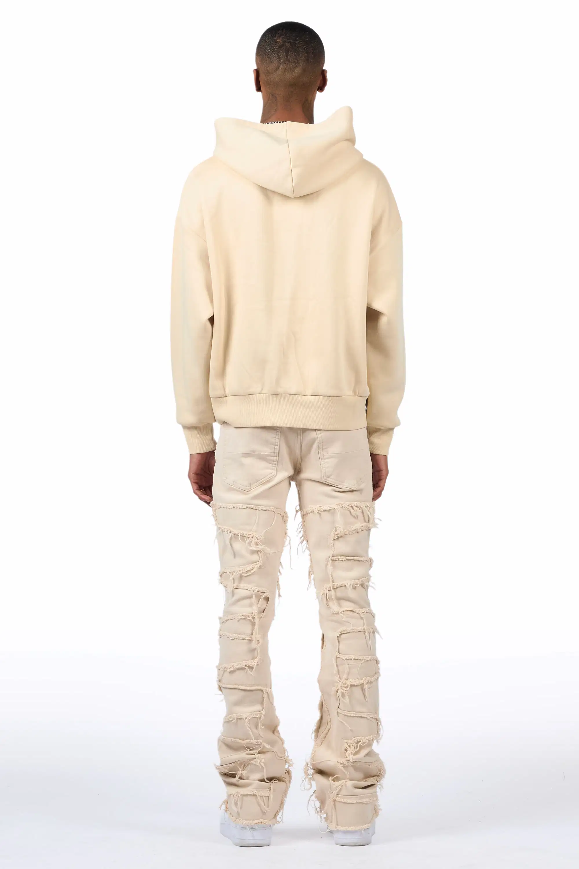 Saxon Beige/Beige Hoodie/Stacked Flare Jean Set - Image 4