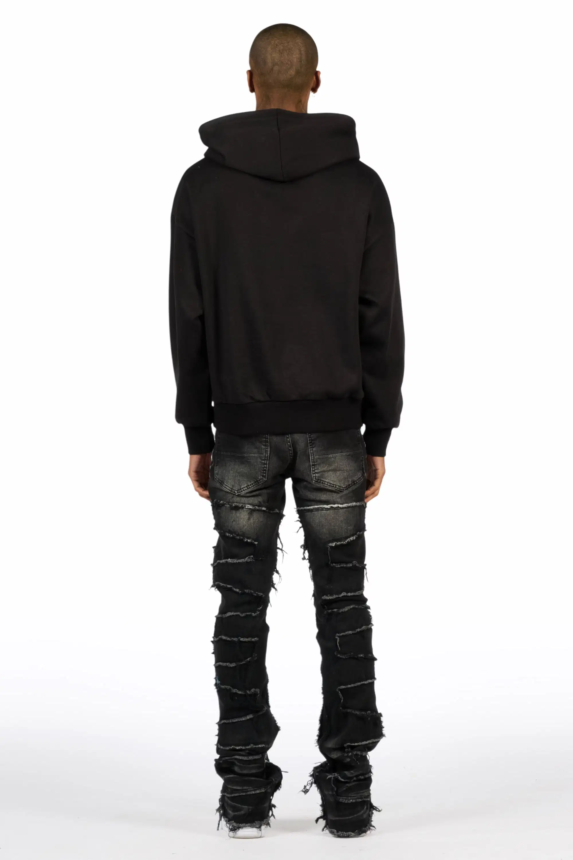 Saxon Black/Red Hoodie/Stacked Flare Jean Set - Image 4