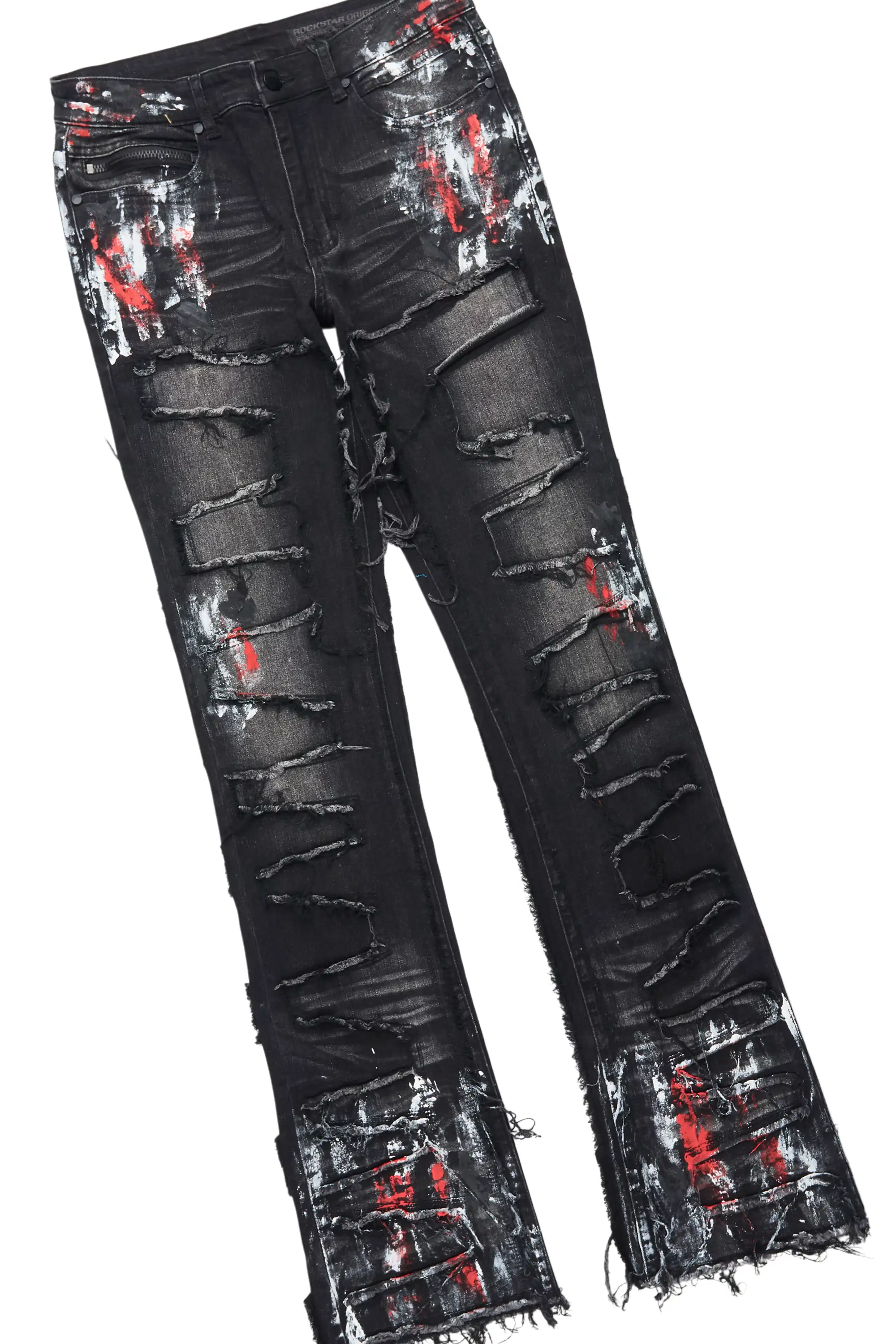 Saxon Black/Red Hoodie/Stacked Flare Jean Set - Image 7