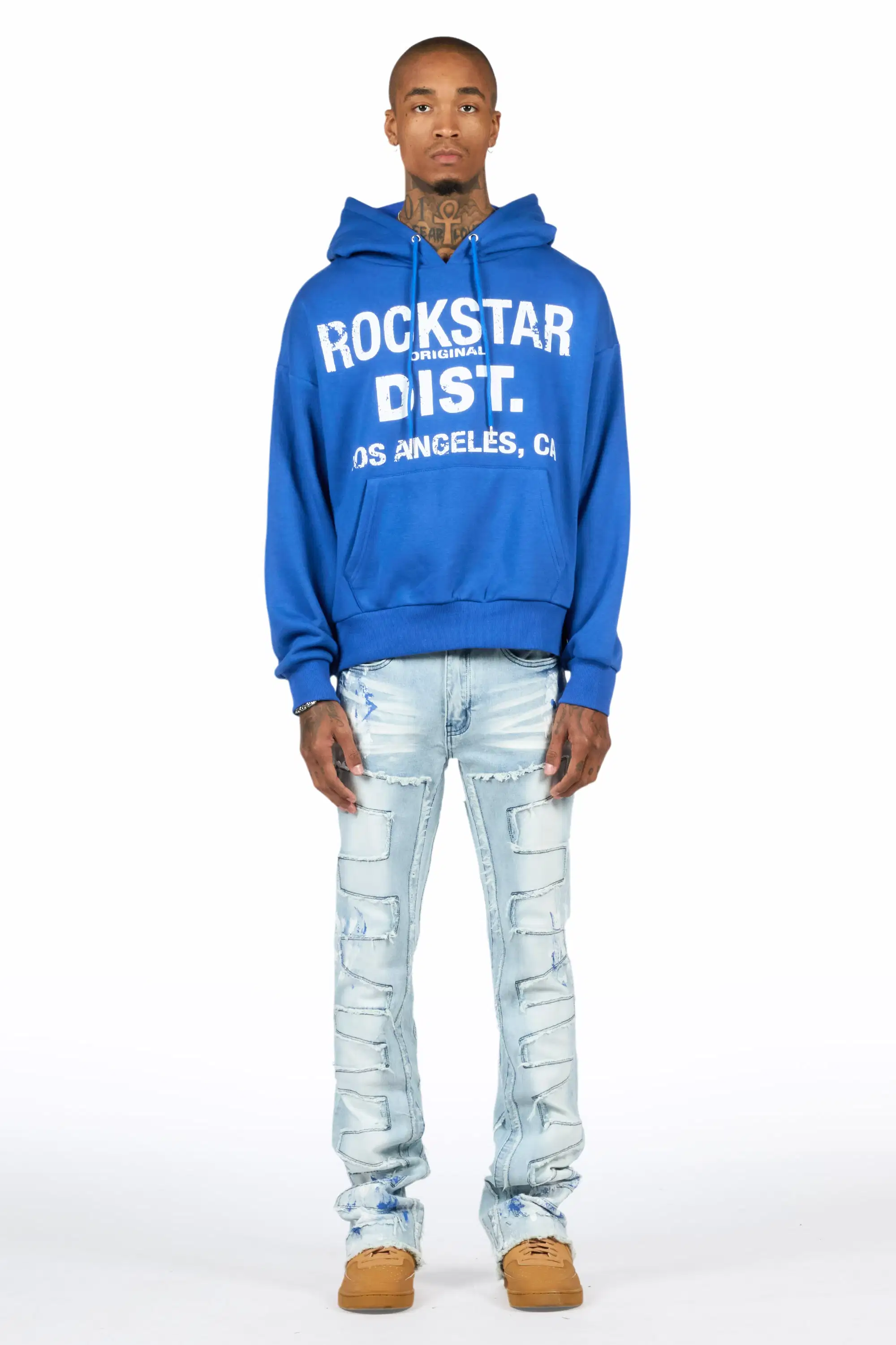 Saxon Royal/Blue Hoodie/Stacked Flare Jean Set - Image 2
