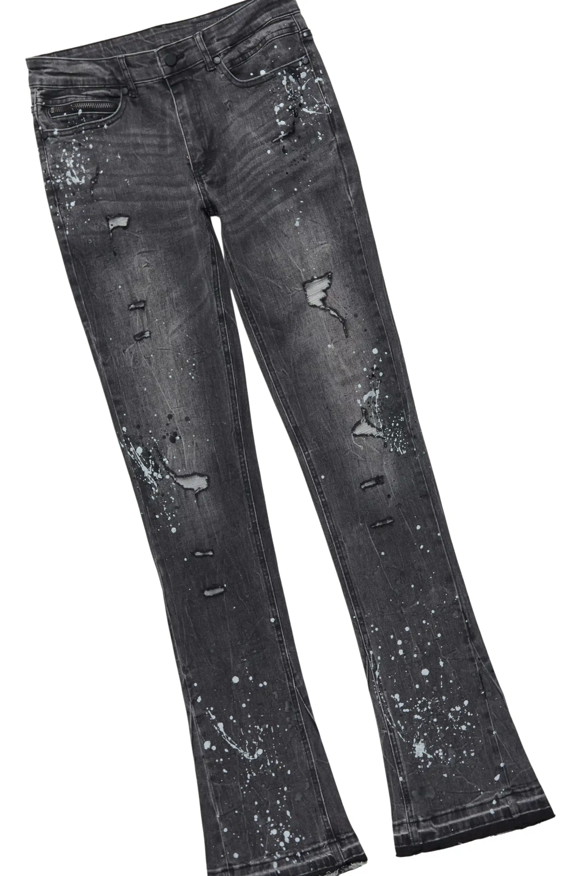Drako Grey/Dark Grey Hoodie/Stacked Flare Jean Set - Image 3