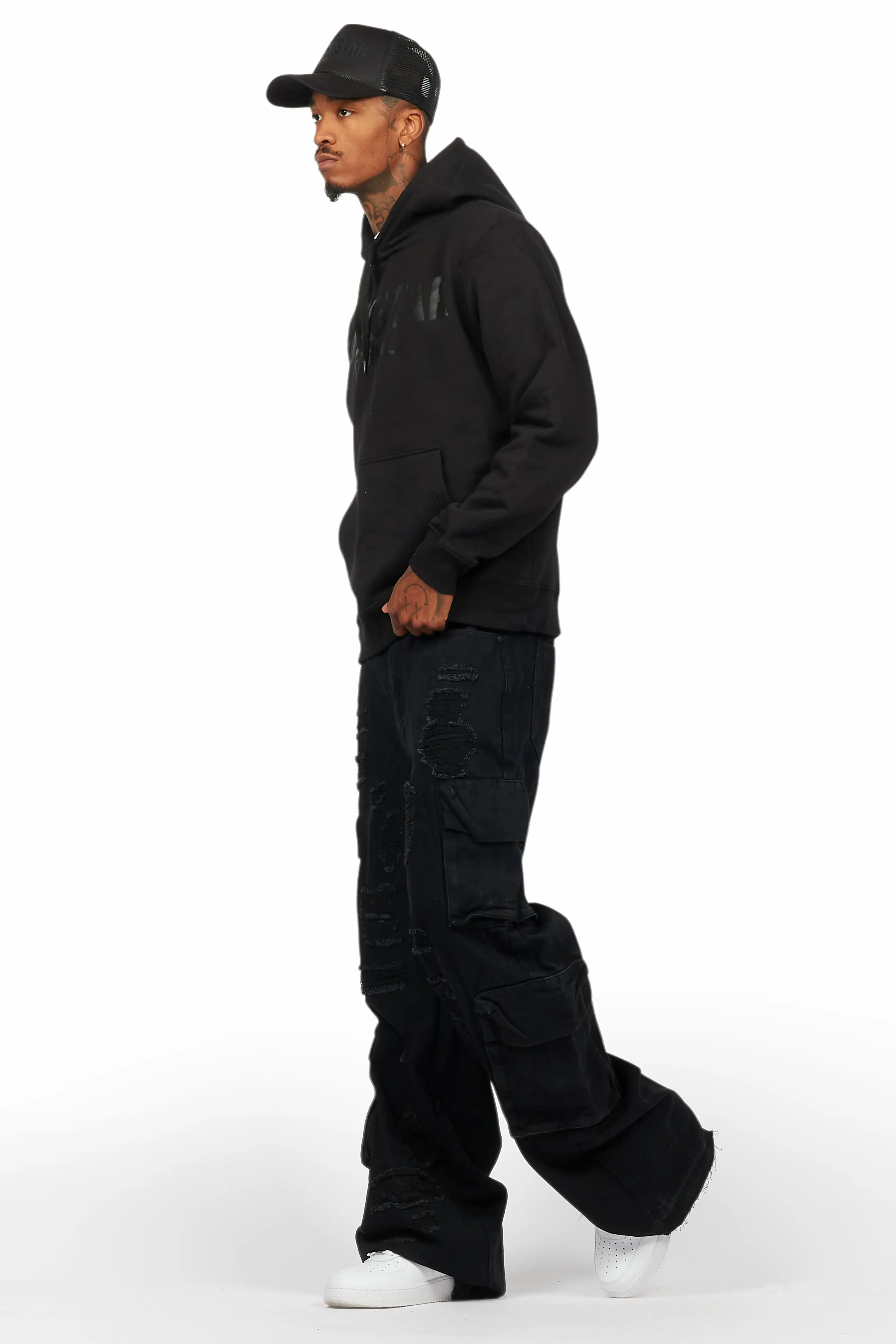 Basic Trio Black Stacked Flare Jean Set - Image 4