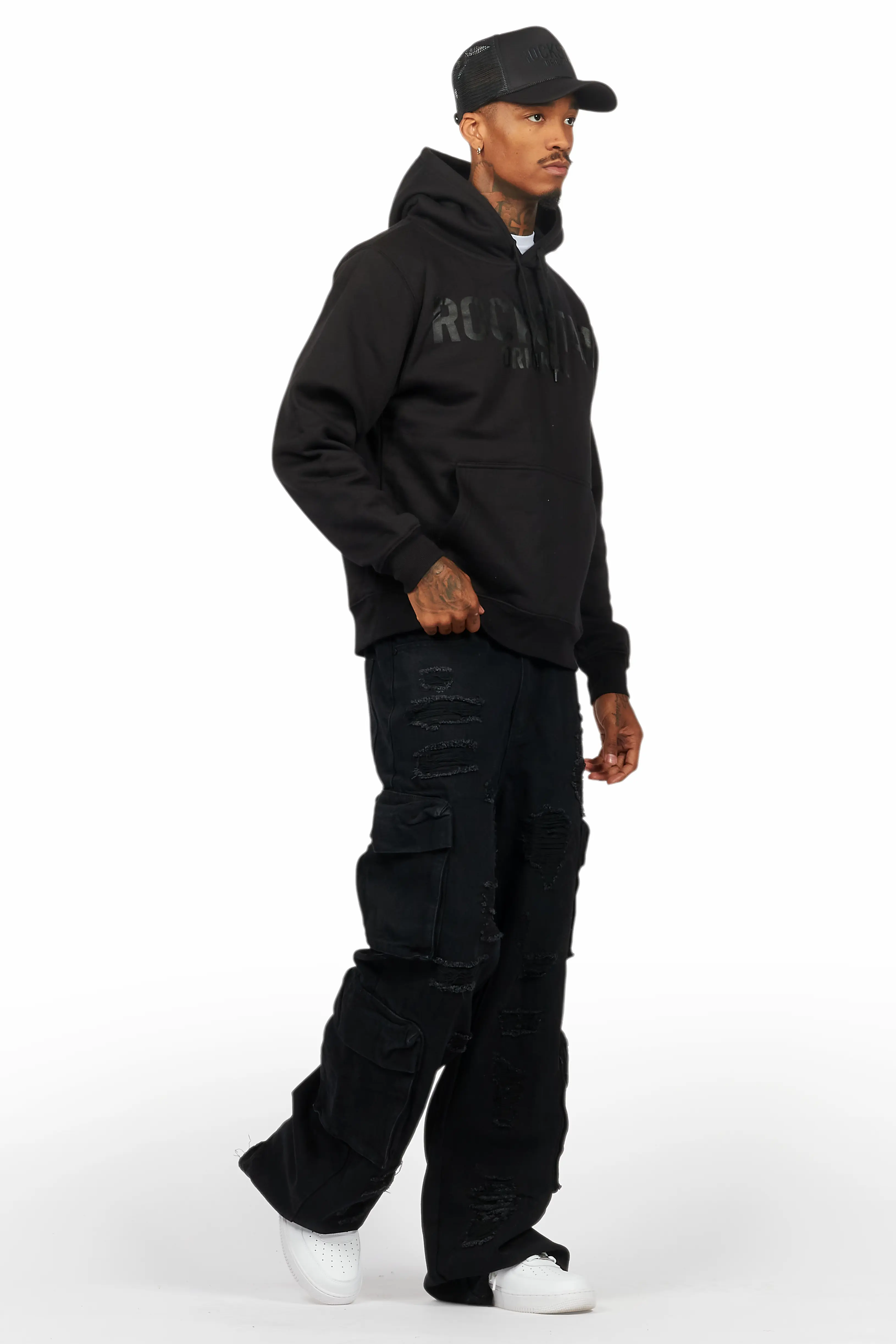 Basic Trio Black Stacked Flare Jean Set - Image 5
