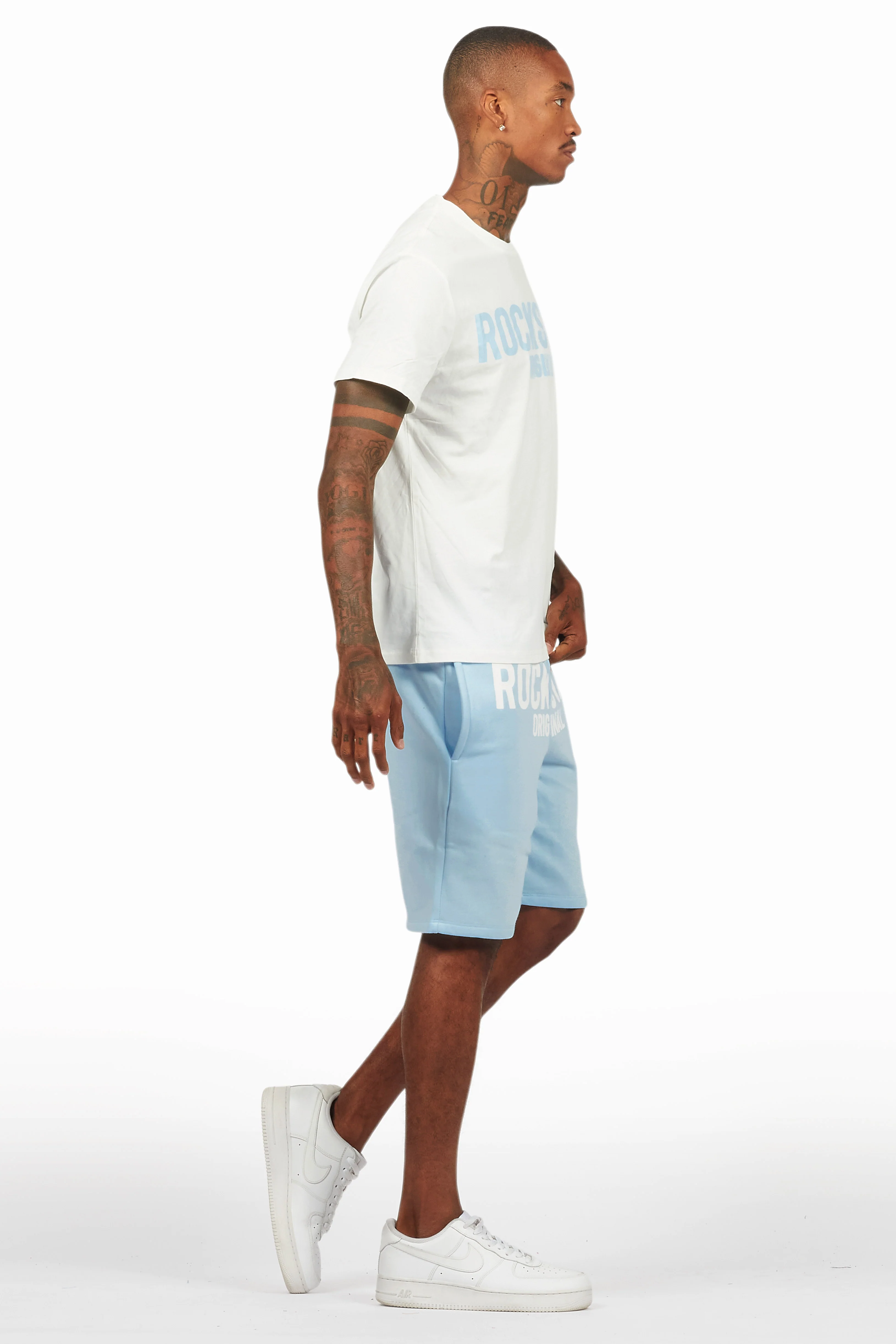 Sana White/Blue Short Set - Image 3