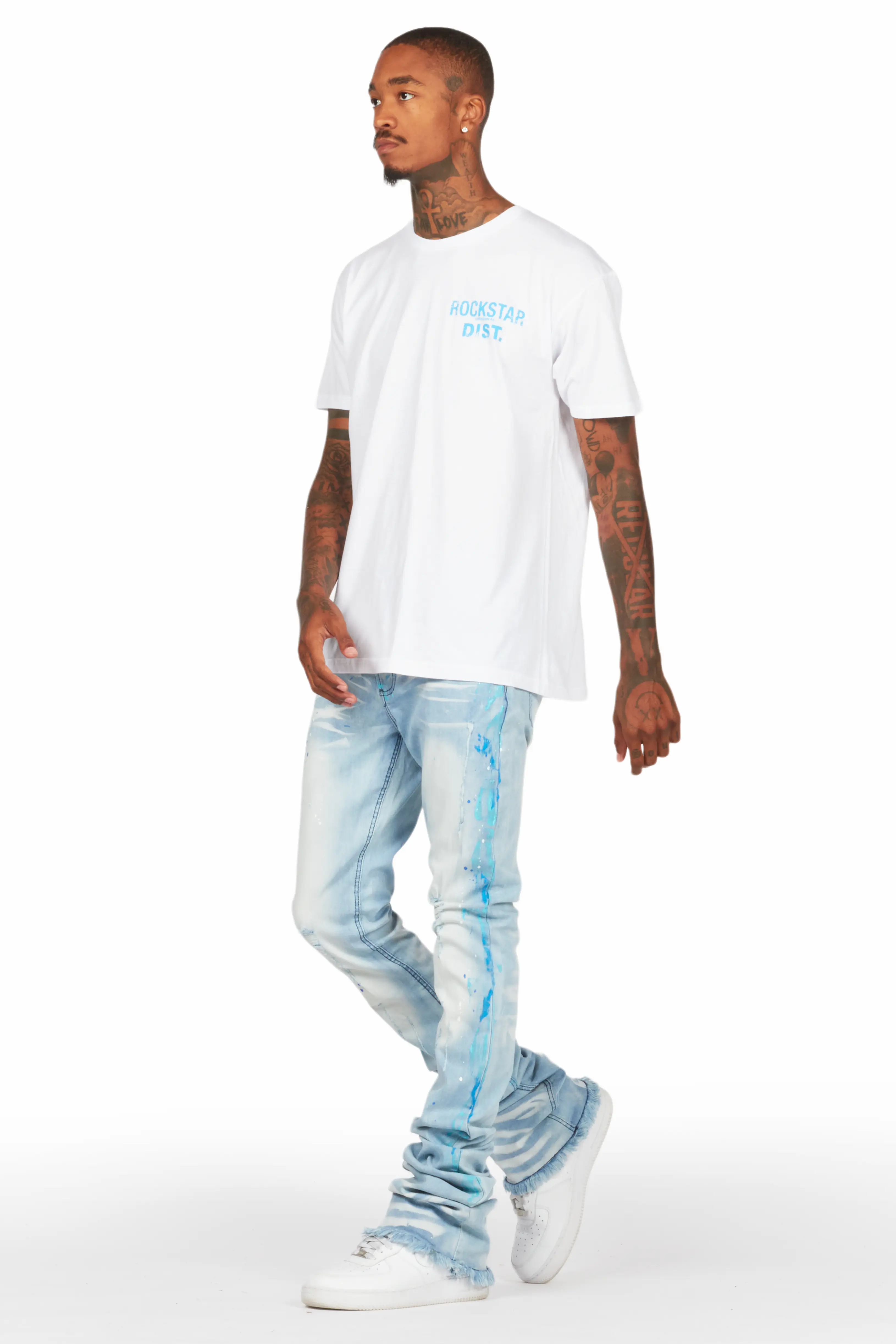 Lake White/Blue T-Shirt/Super Stacked Flare Jean Set - Image 5