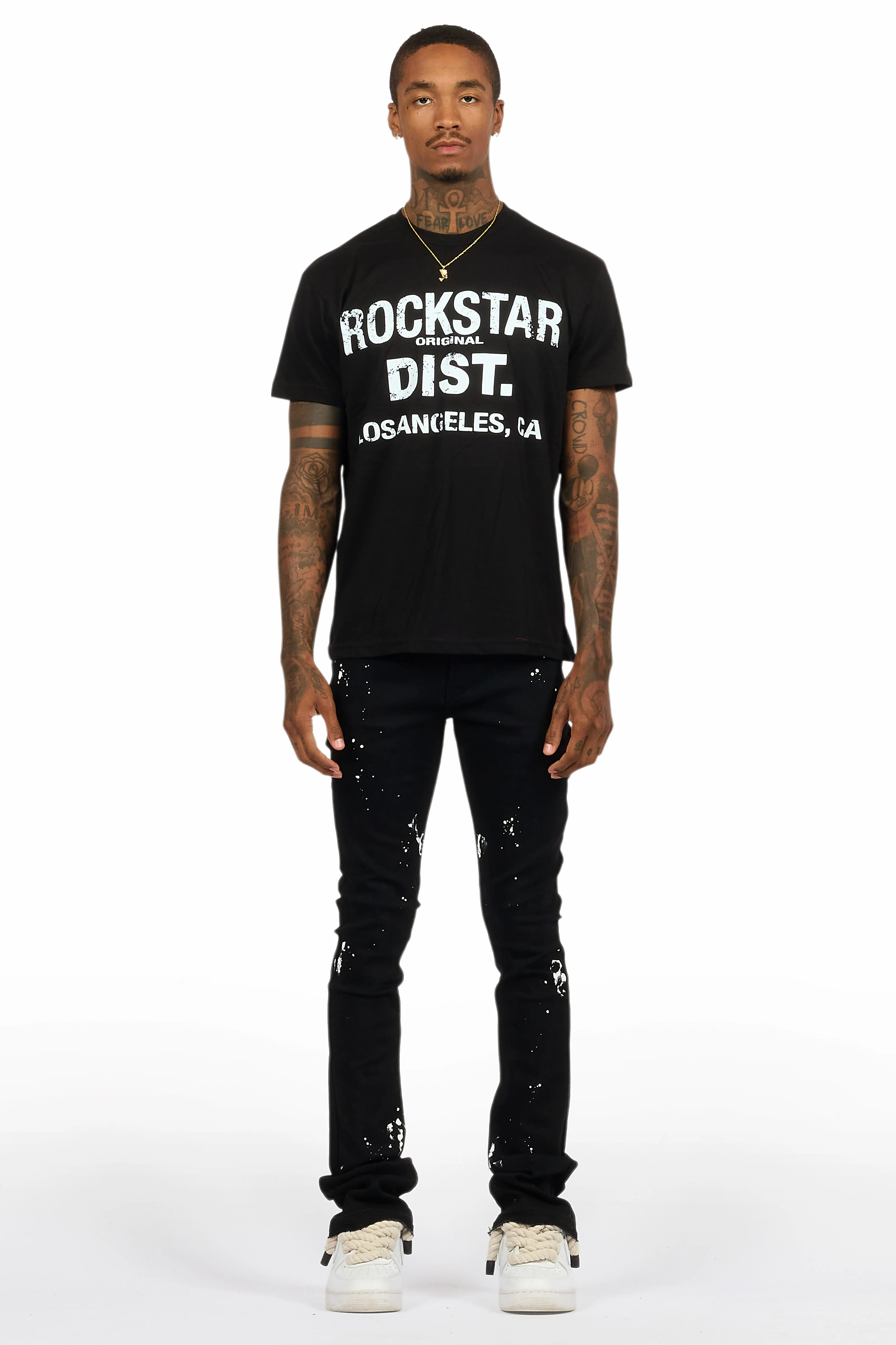 Lake Black/White T-Shirt/Dag Stacked Flare Jean Set - Image 2