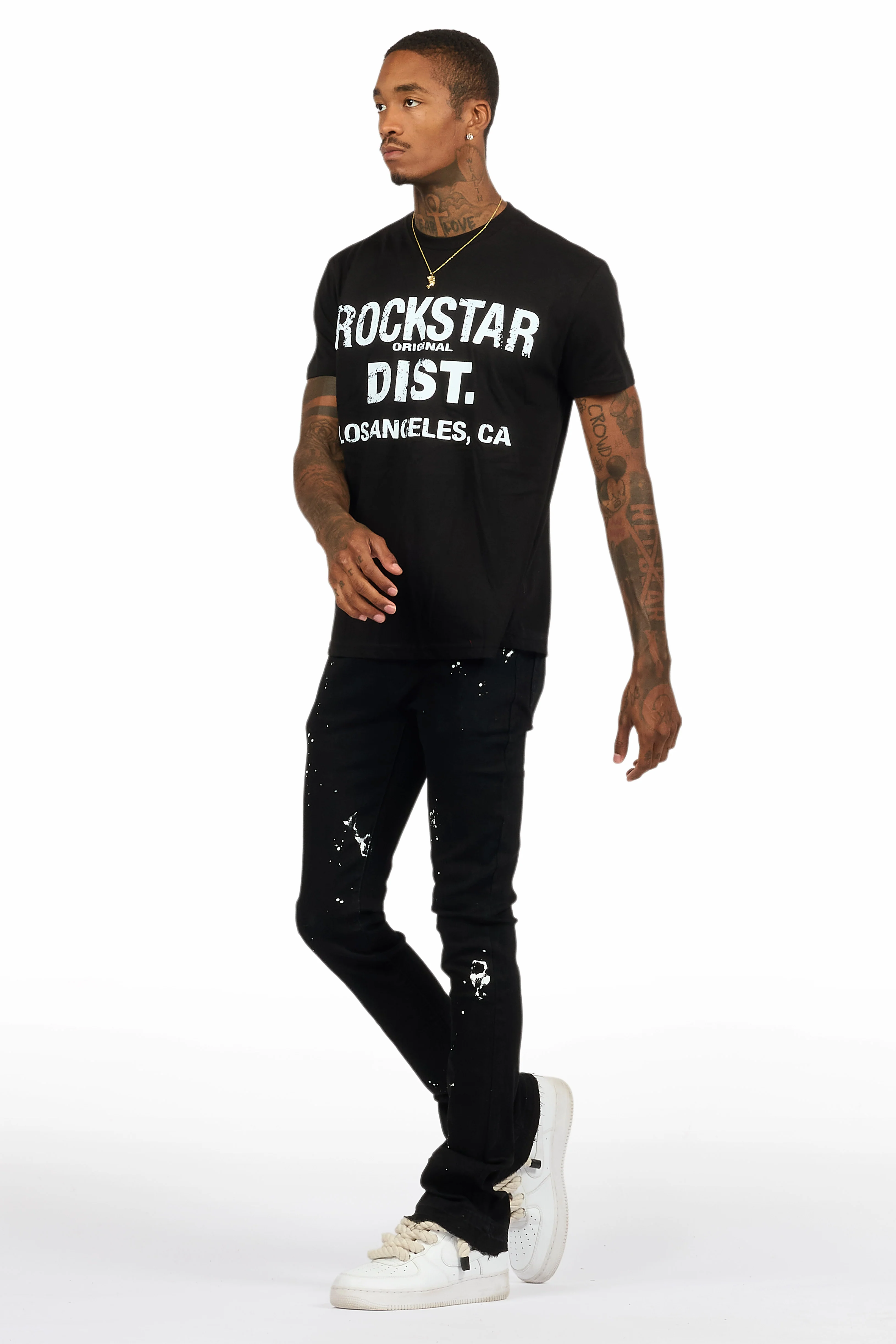 Lake Black/White T-Shirt/Dag Stacked Flare Jean Set - Image 7