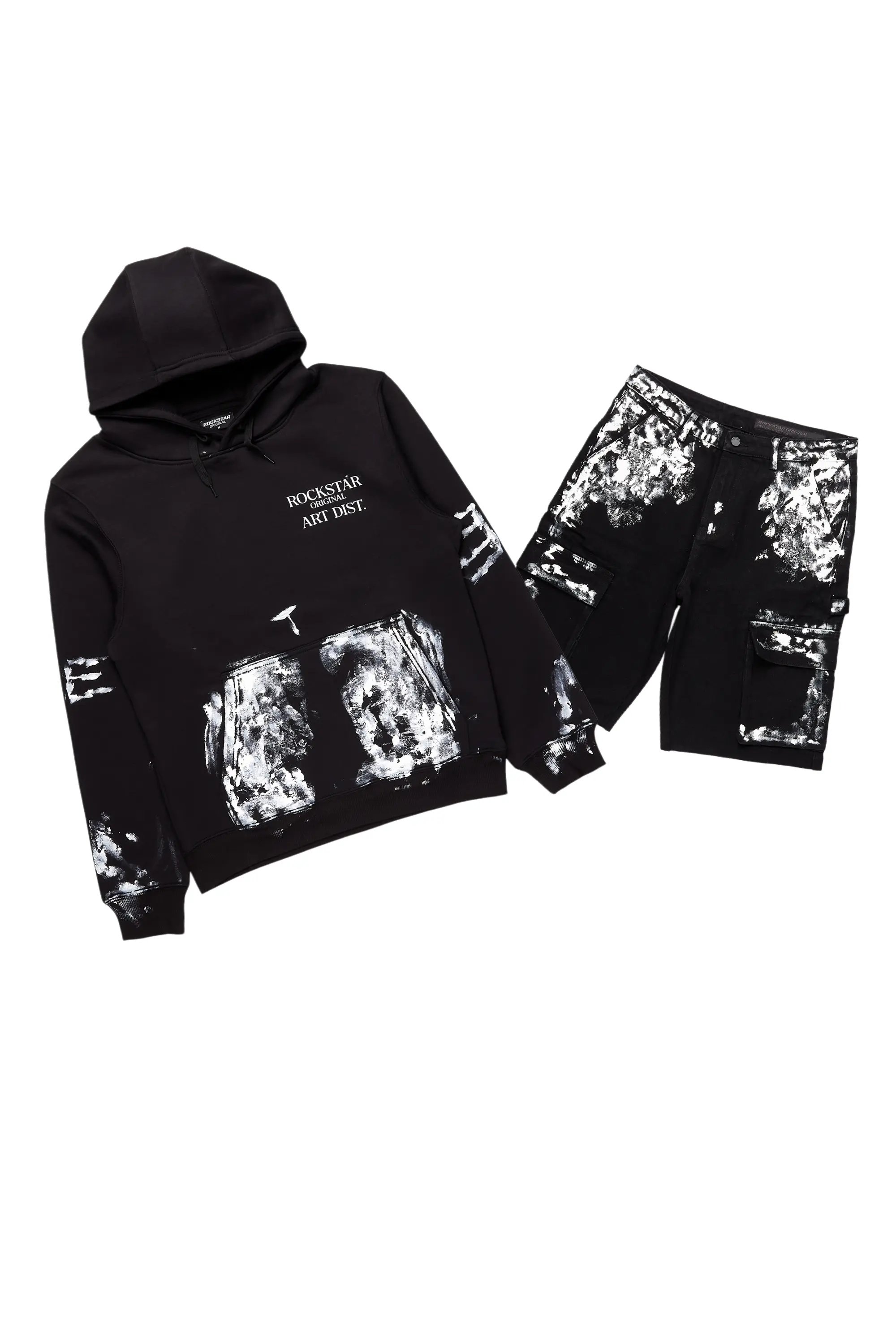 Filip Black Hoodie/Denim Short Set