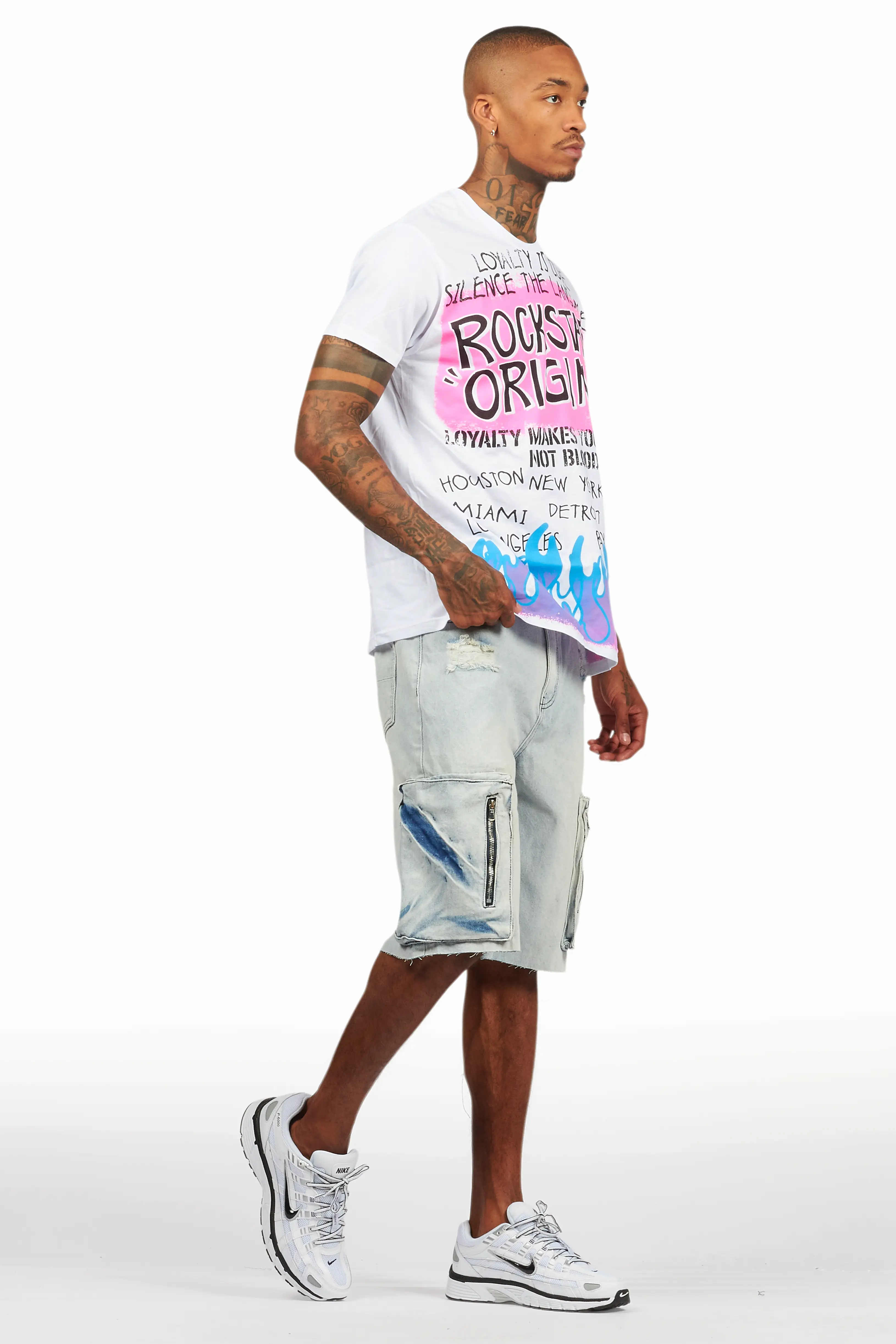 Beno White/Blue T-Shirt/Denim Short Set - Image 6
