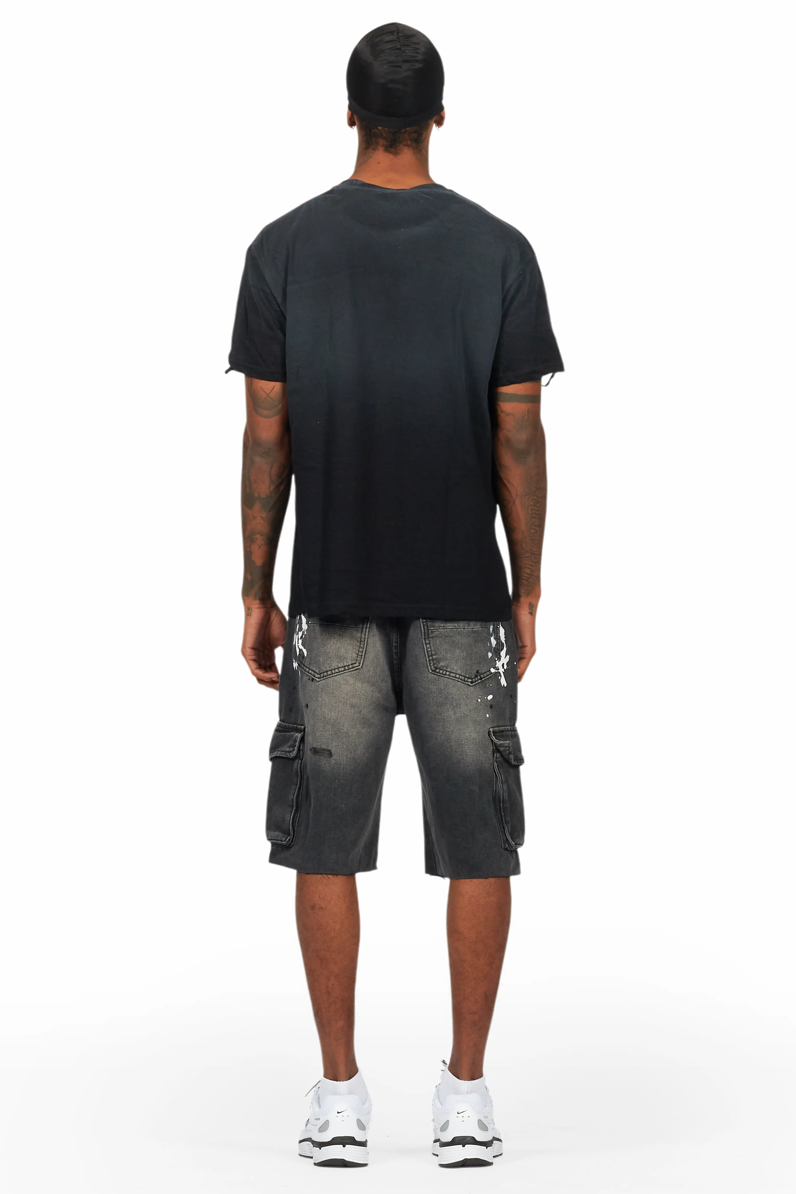 Amina Black T-Shirt/Denim Short Set - Image 4