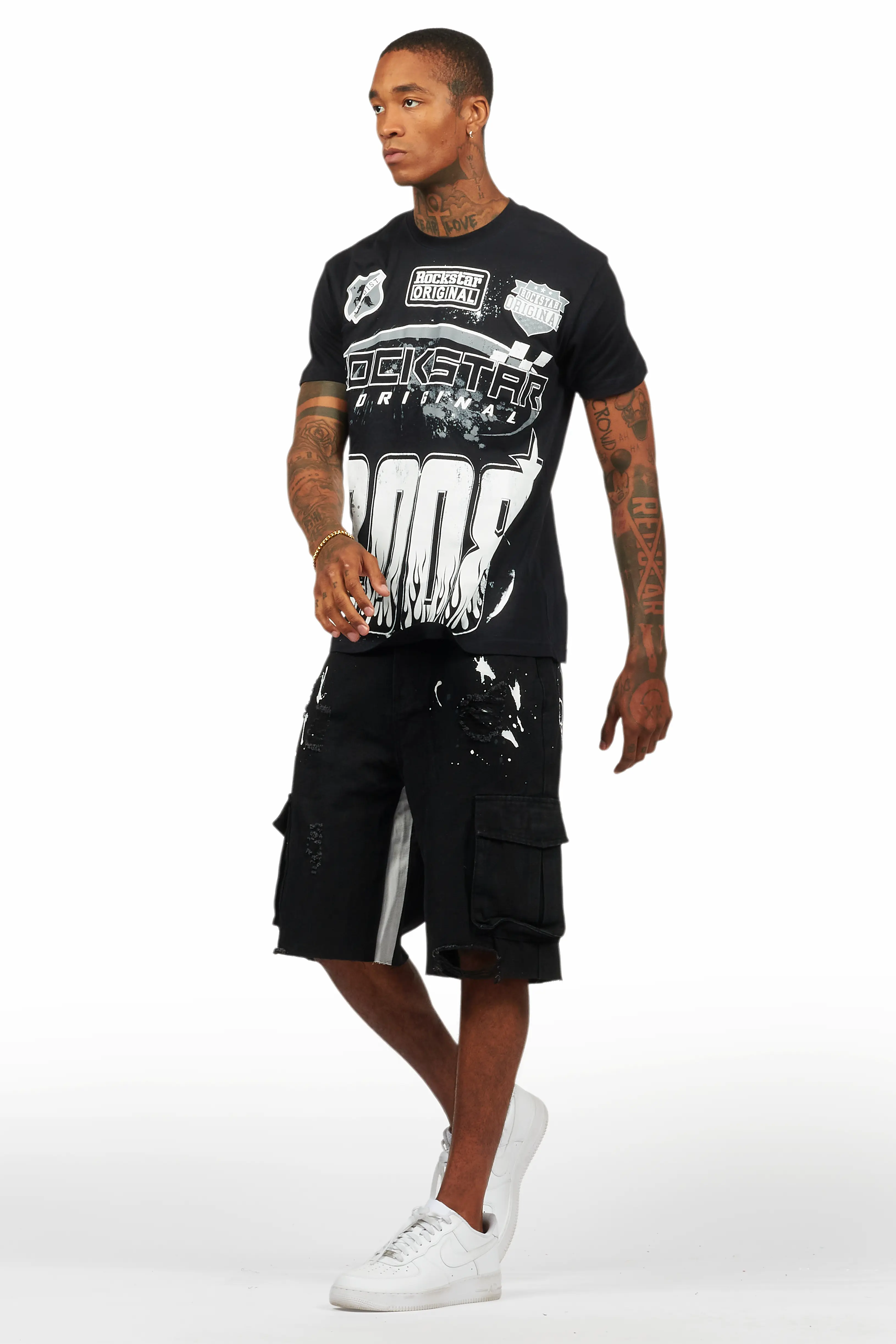 Amos Black T-Shirt/Denim Short Set - Image 5