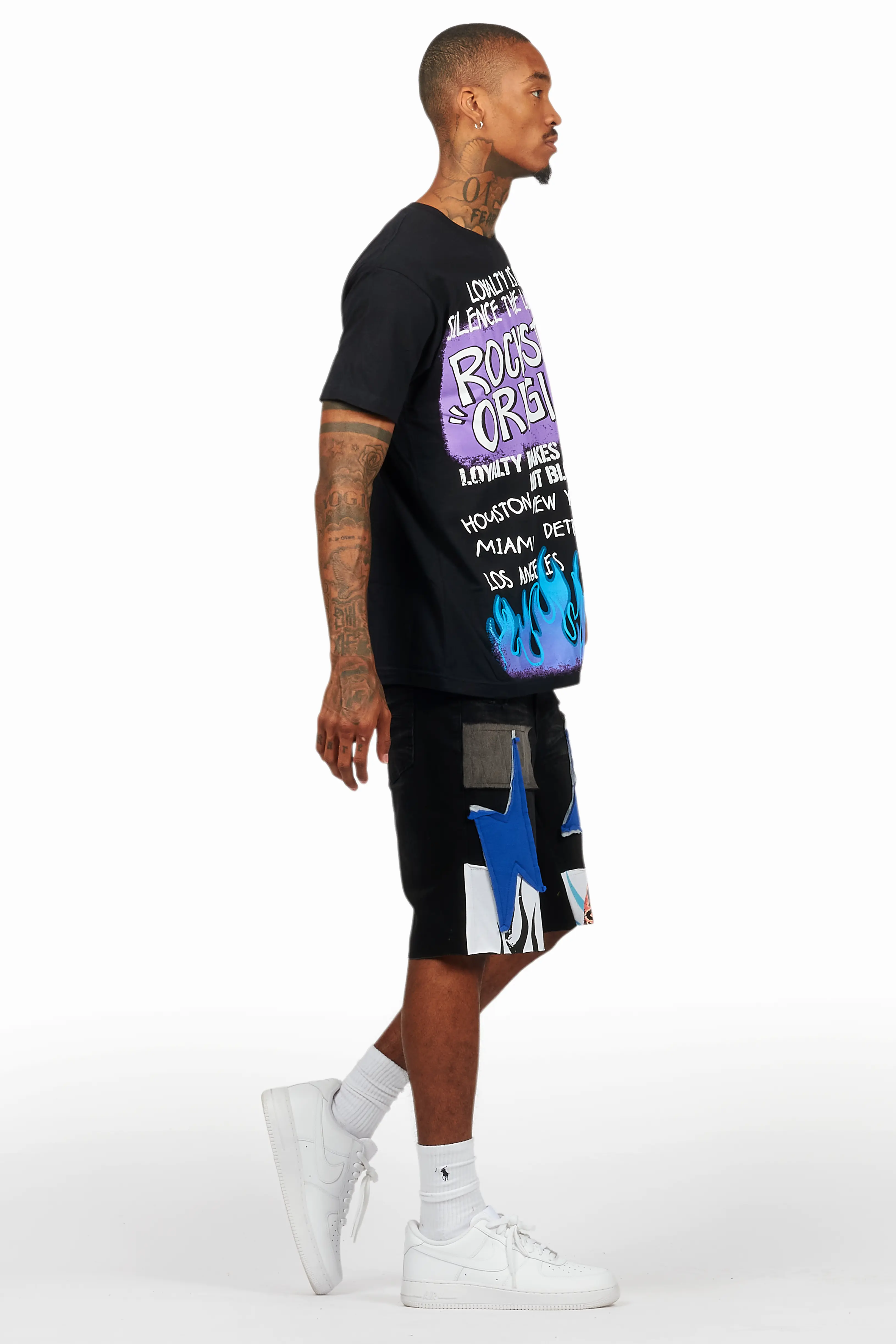 Beno Black T-Shirt/Denim Short Set - Image 3