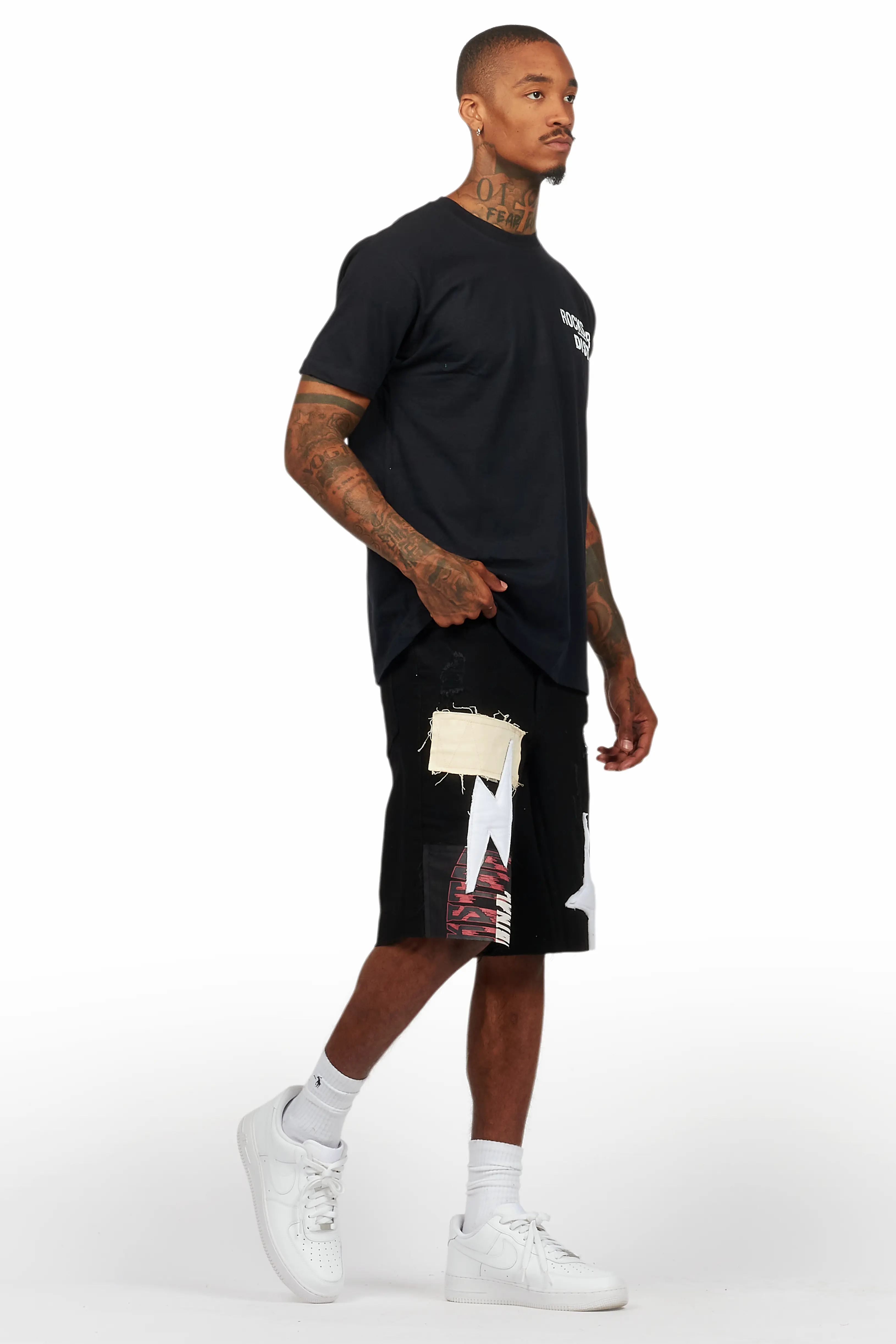 Carlin Black T-Shirt/Denim Short Set - Image 6