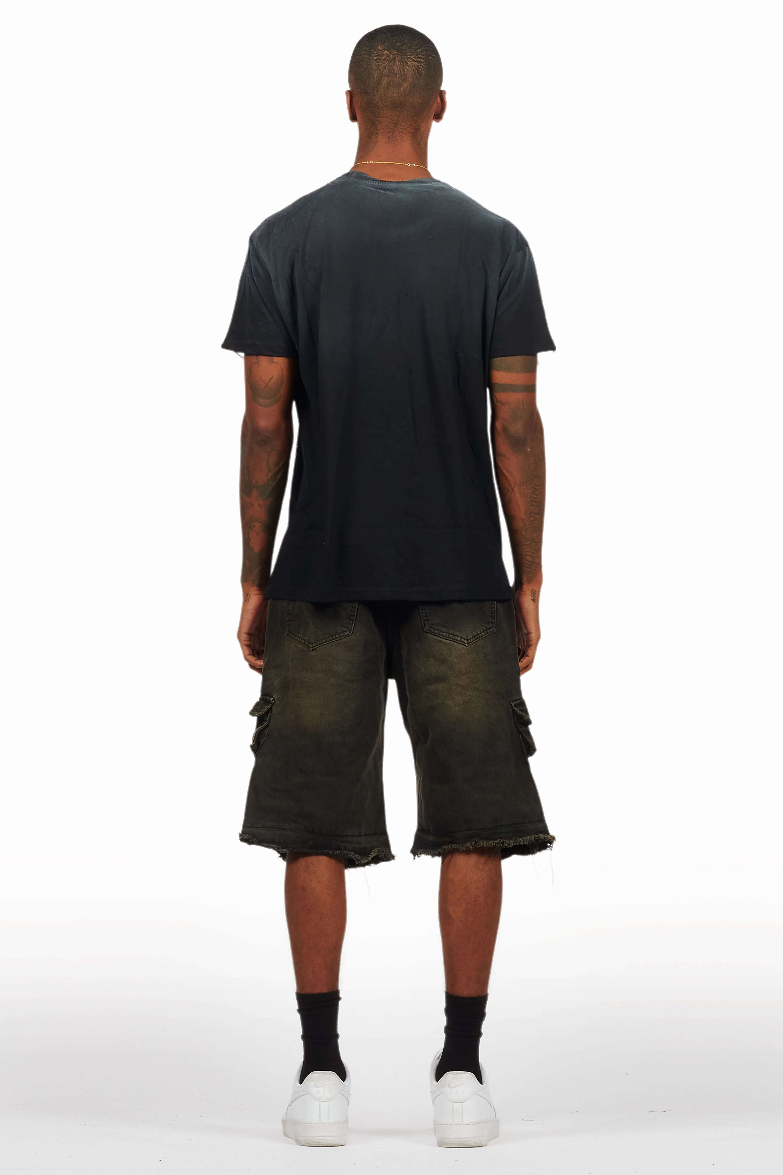Beno Black/Yellow T-Shirt/Denim Short Set - Image 4