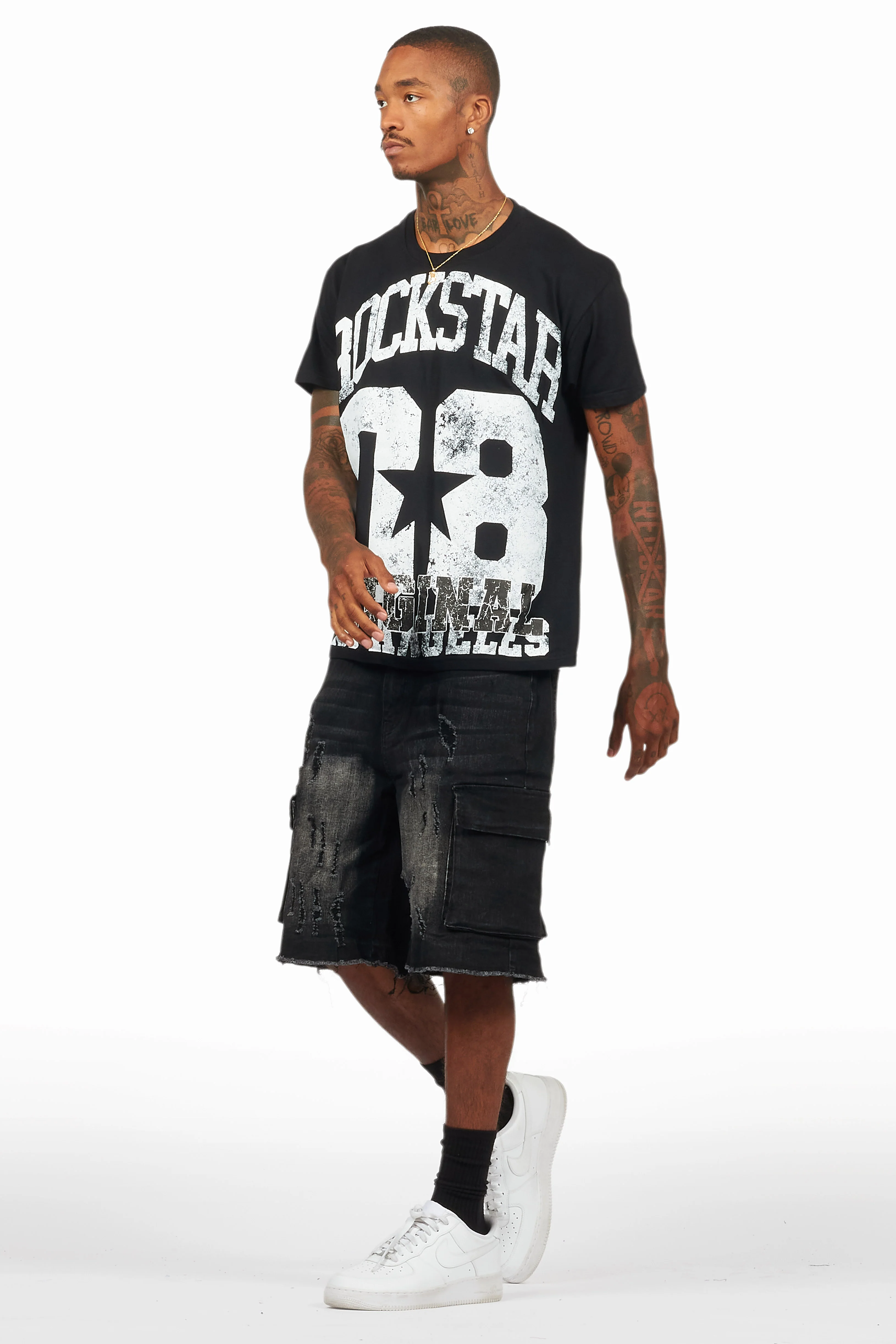 Kalix Black T-Shirt/Denim Short Set - Image 7