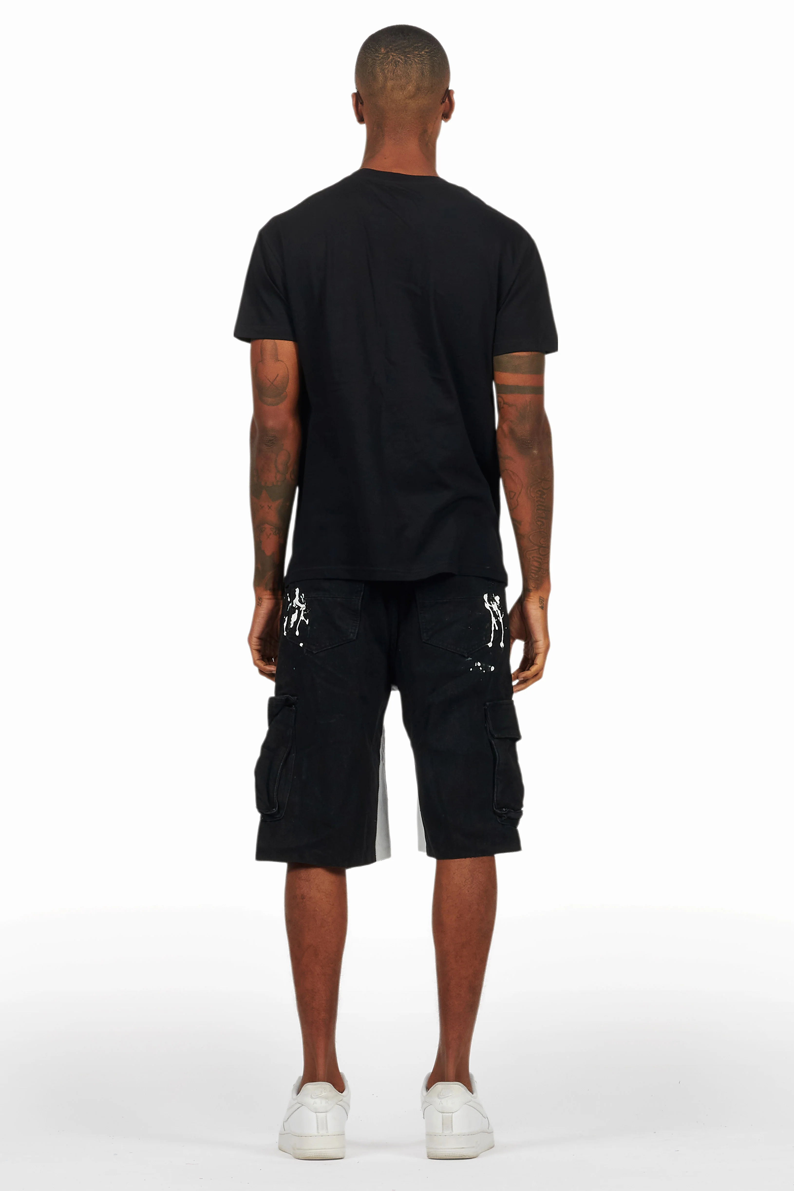 Bubble Black/White T-Shirt/Denim Short Set - Image 4