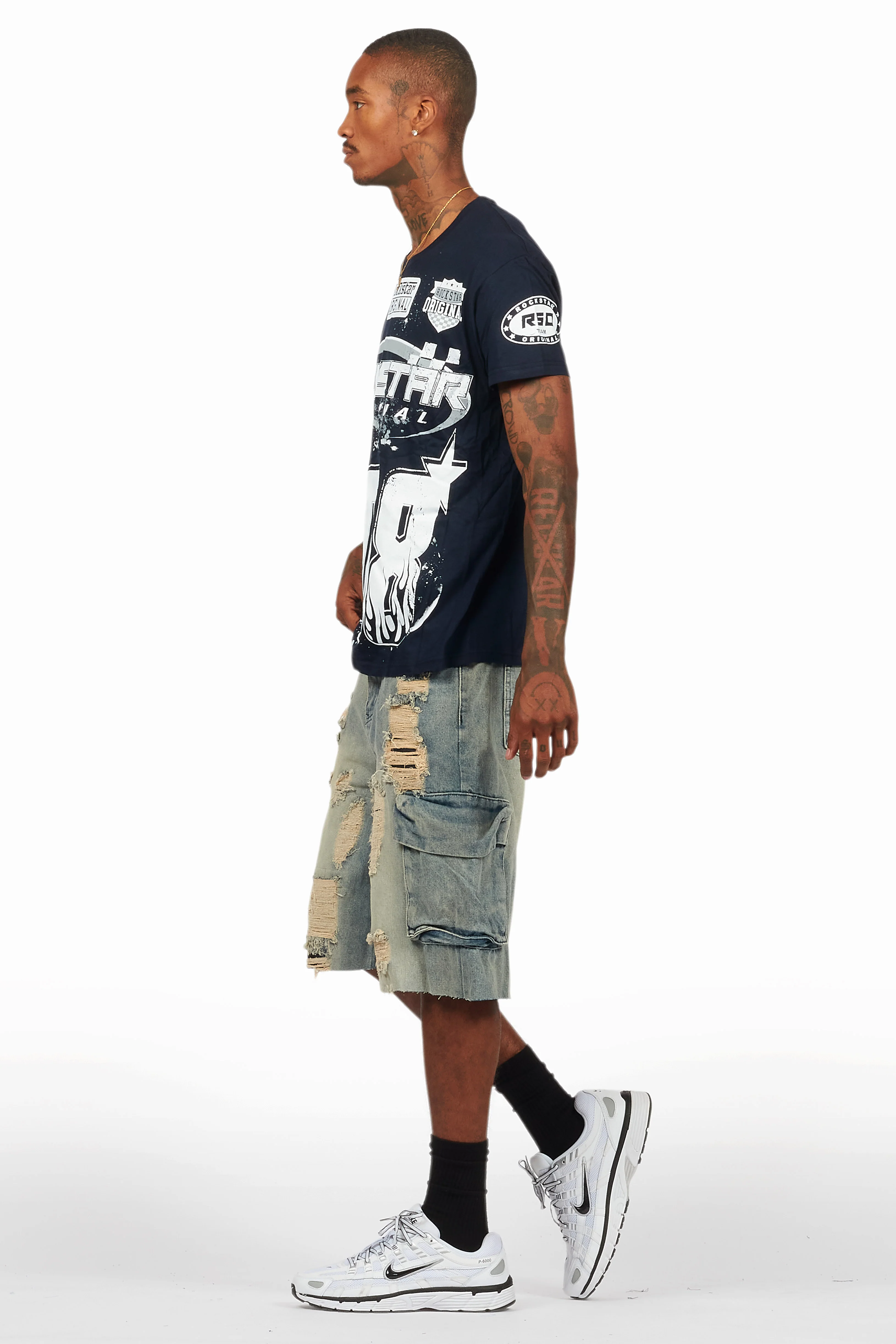 Amos Navy T-Shirt/Denim Short Set - Image 5