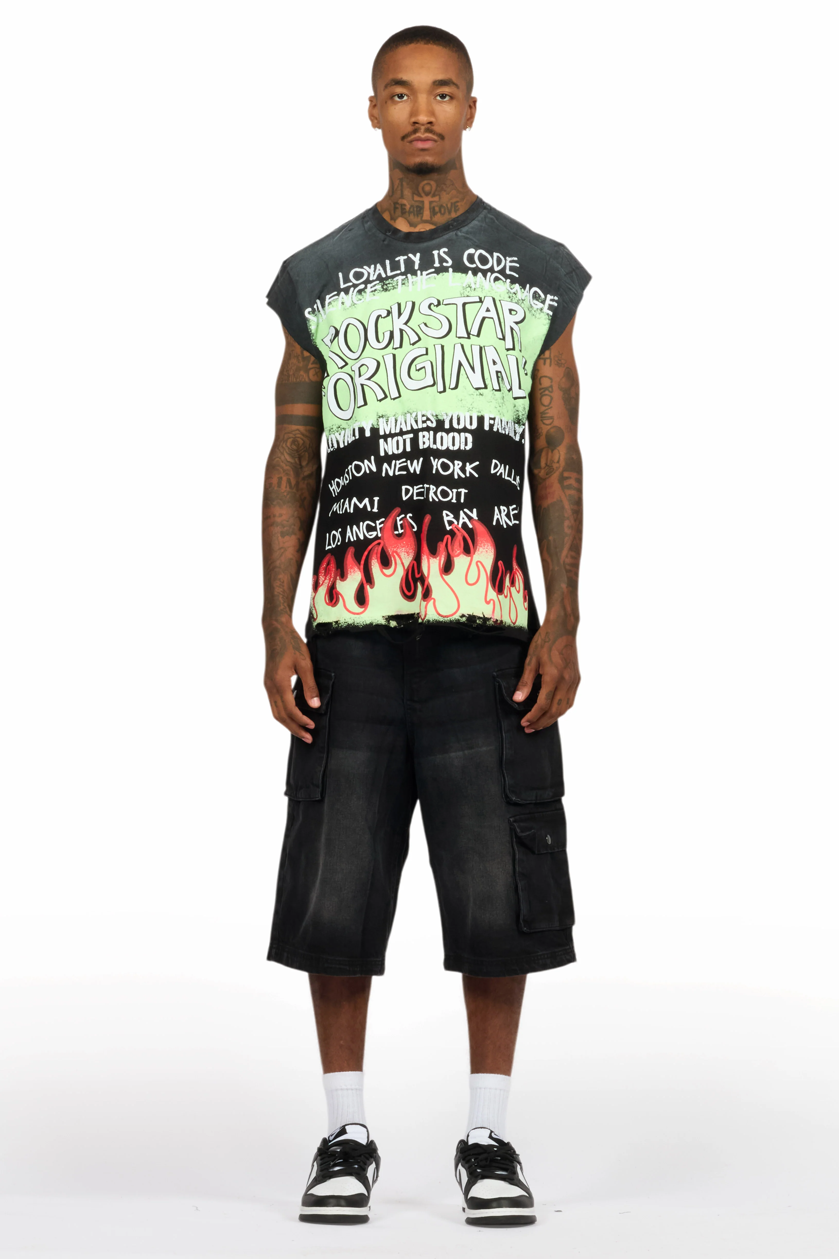 Beno Black Muscle Tee/Denim Jort Set - Image 8