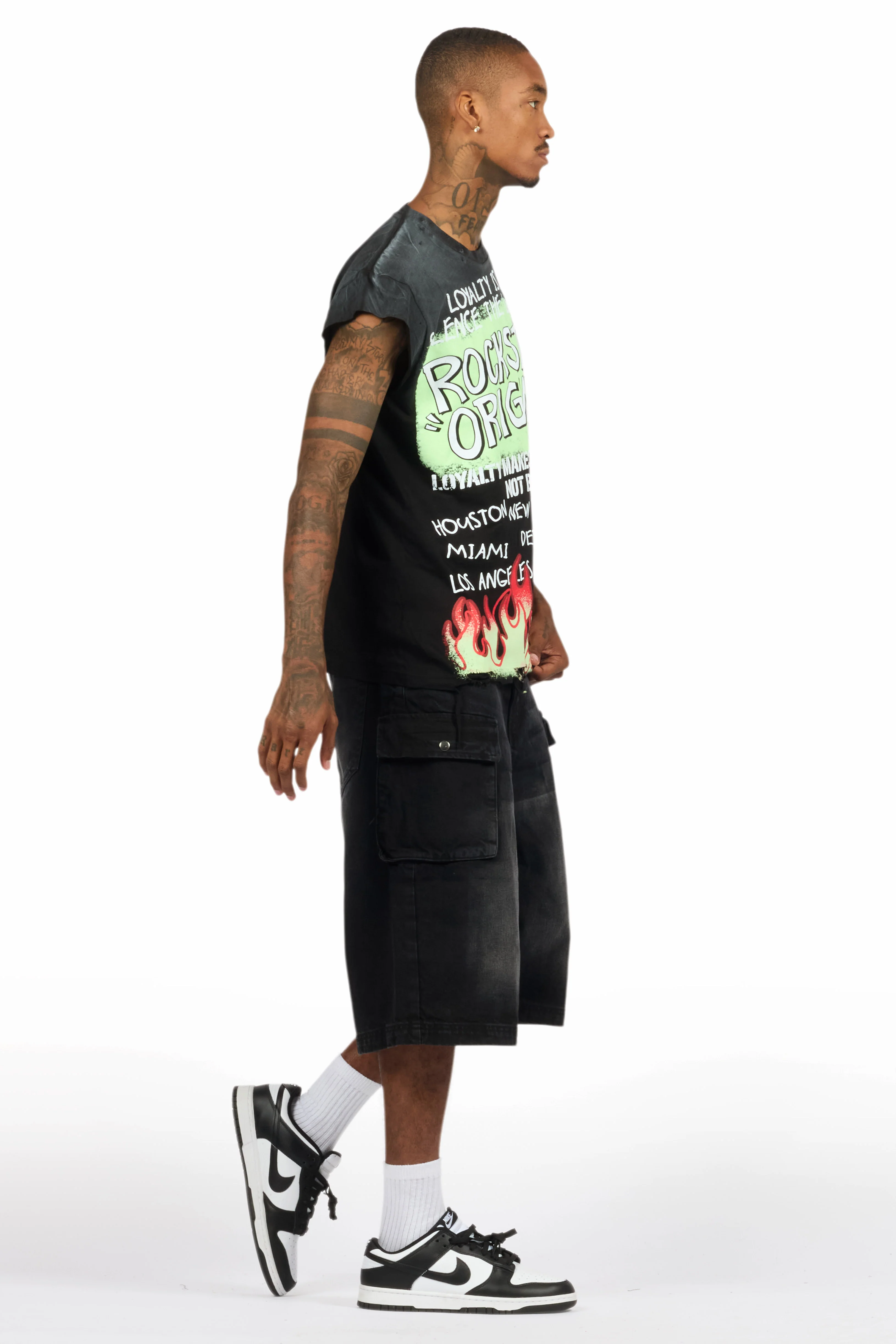 Beno Black Muscle Tee/Denim Jort Set - Image 9