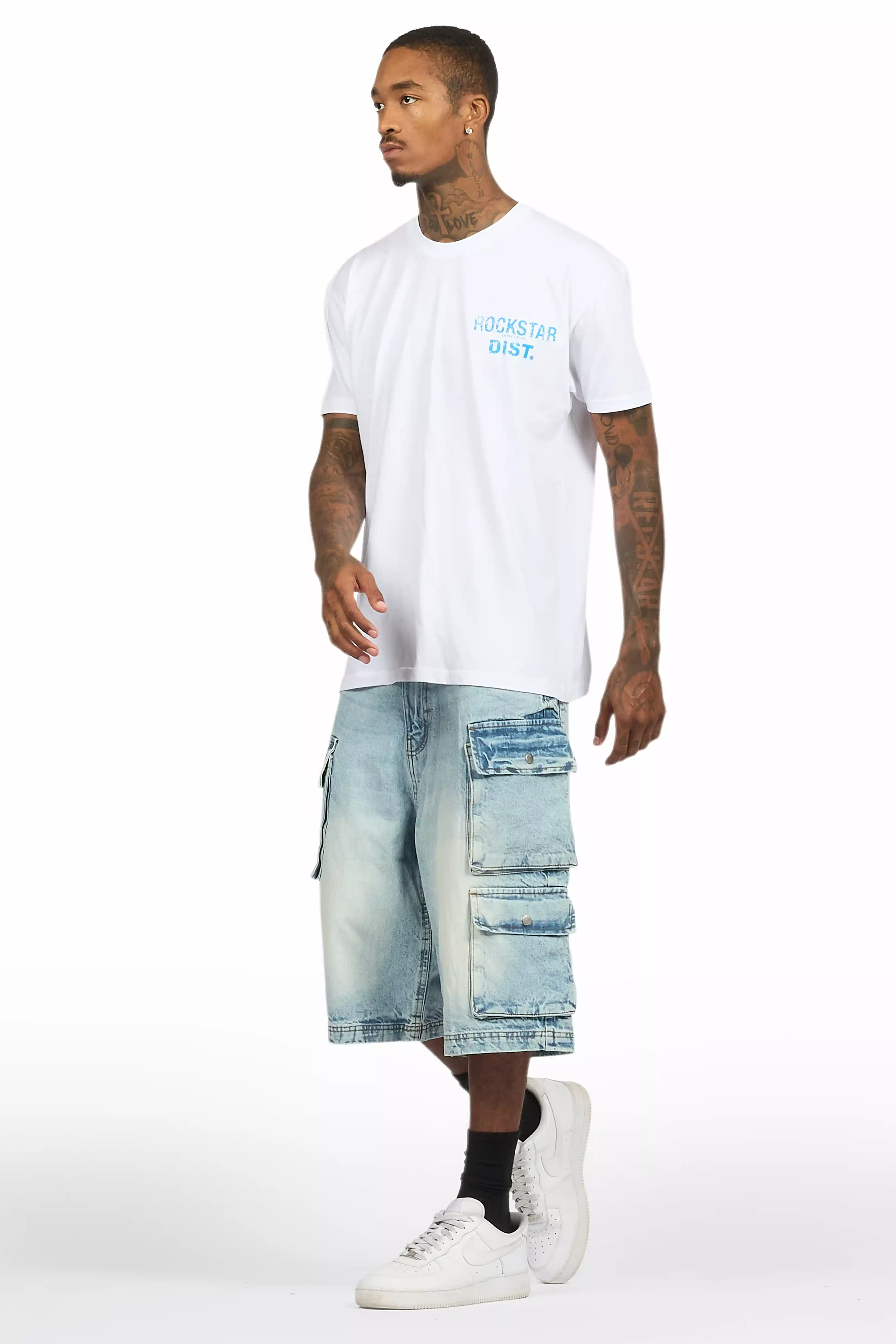 Lake White/Blue T-Shirt Denim Jort Set - Image 5