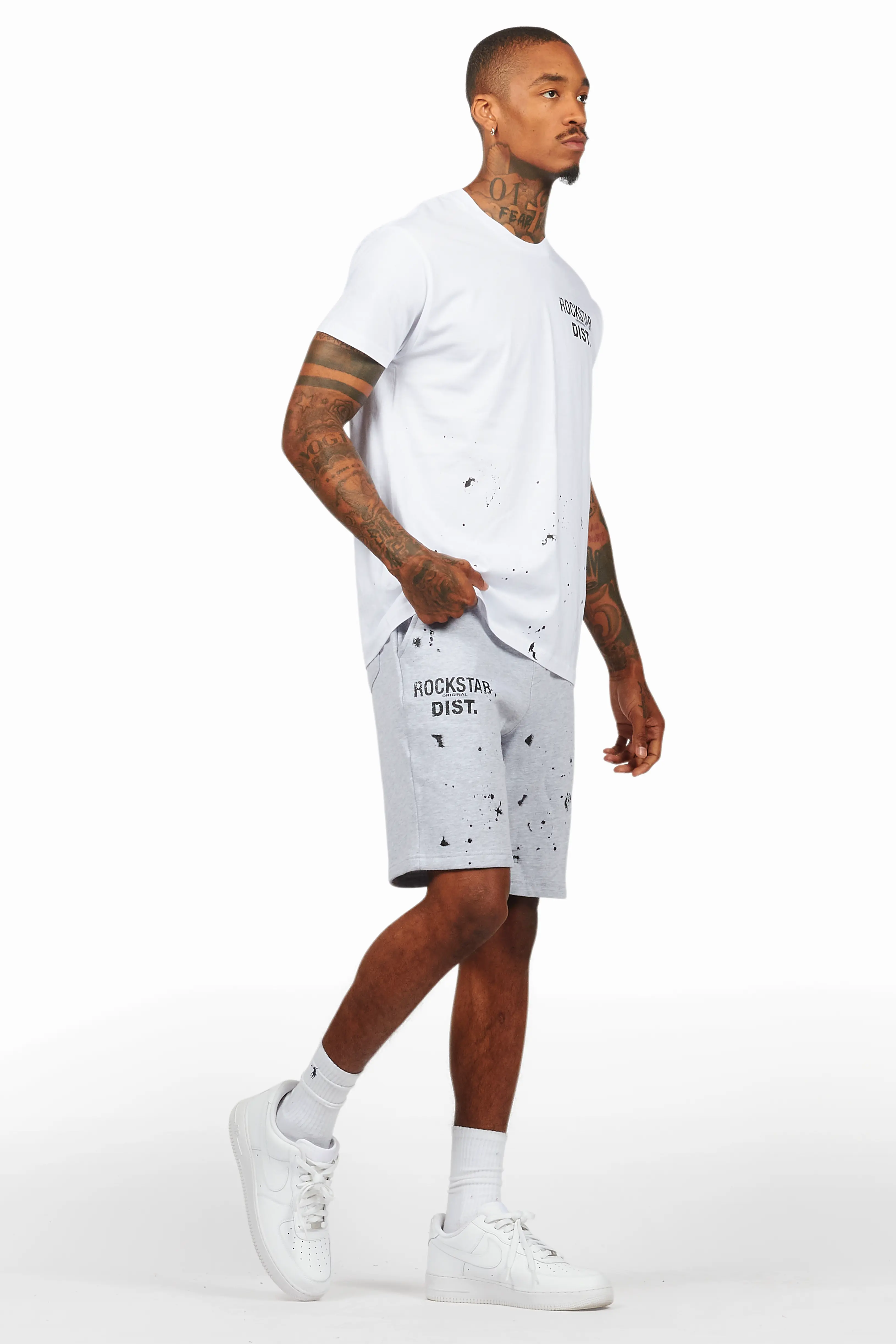 Raffer White/Grey T-Shirt/Short Set - Image 6