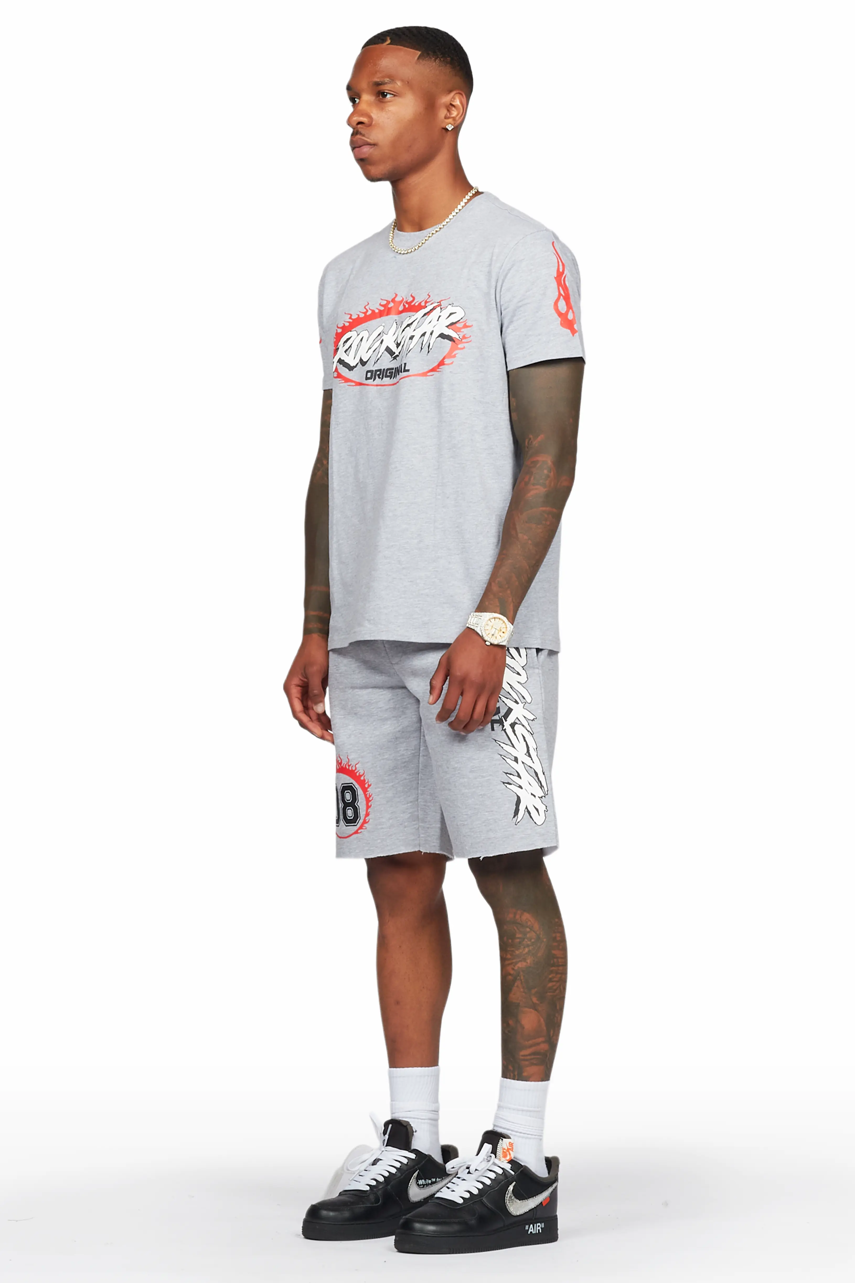 Draven Heather Grey T-Shirt/Short Set - Image 3
