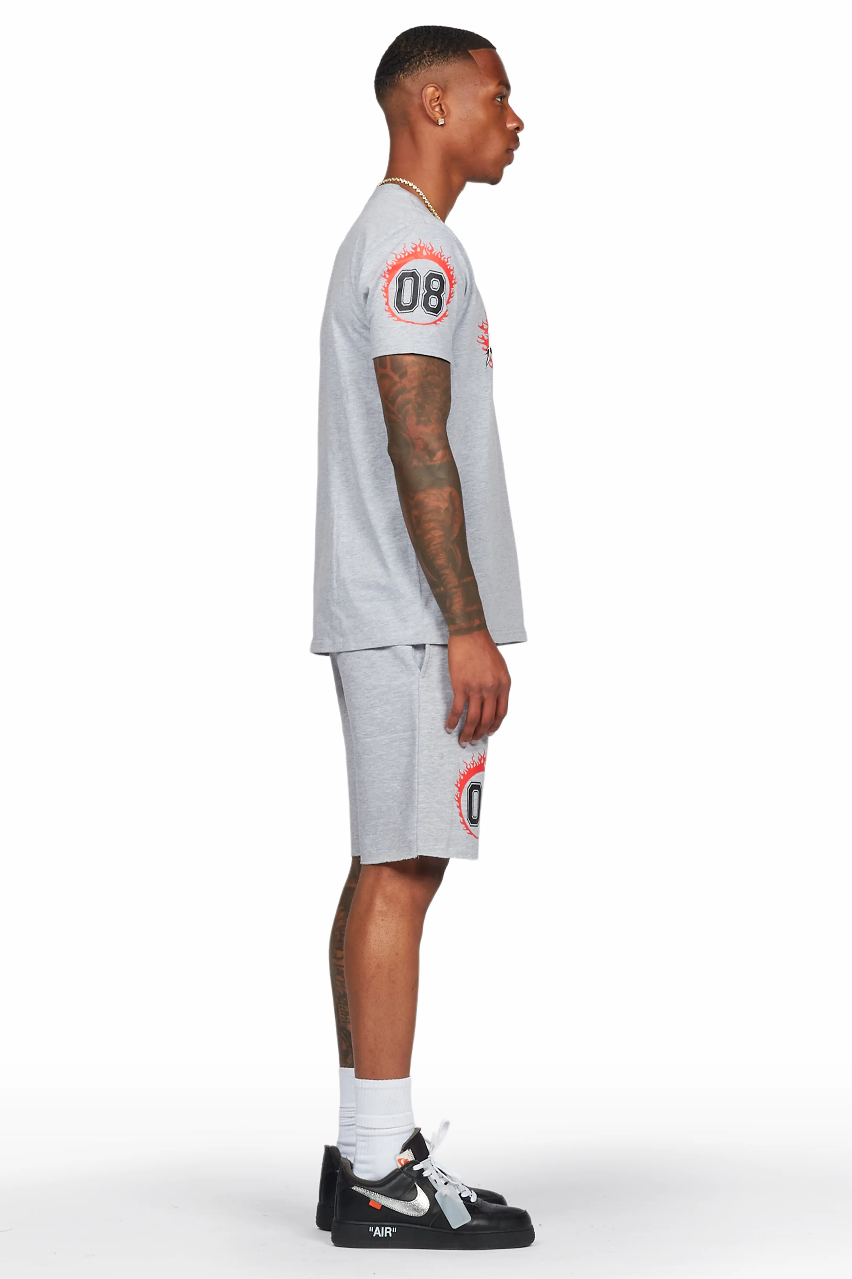 Draven Heather Grey T-Shirt/Short Set - Image 4