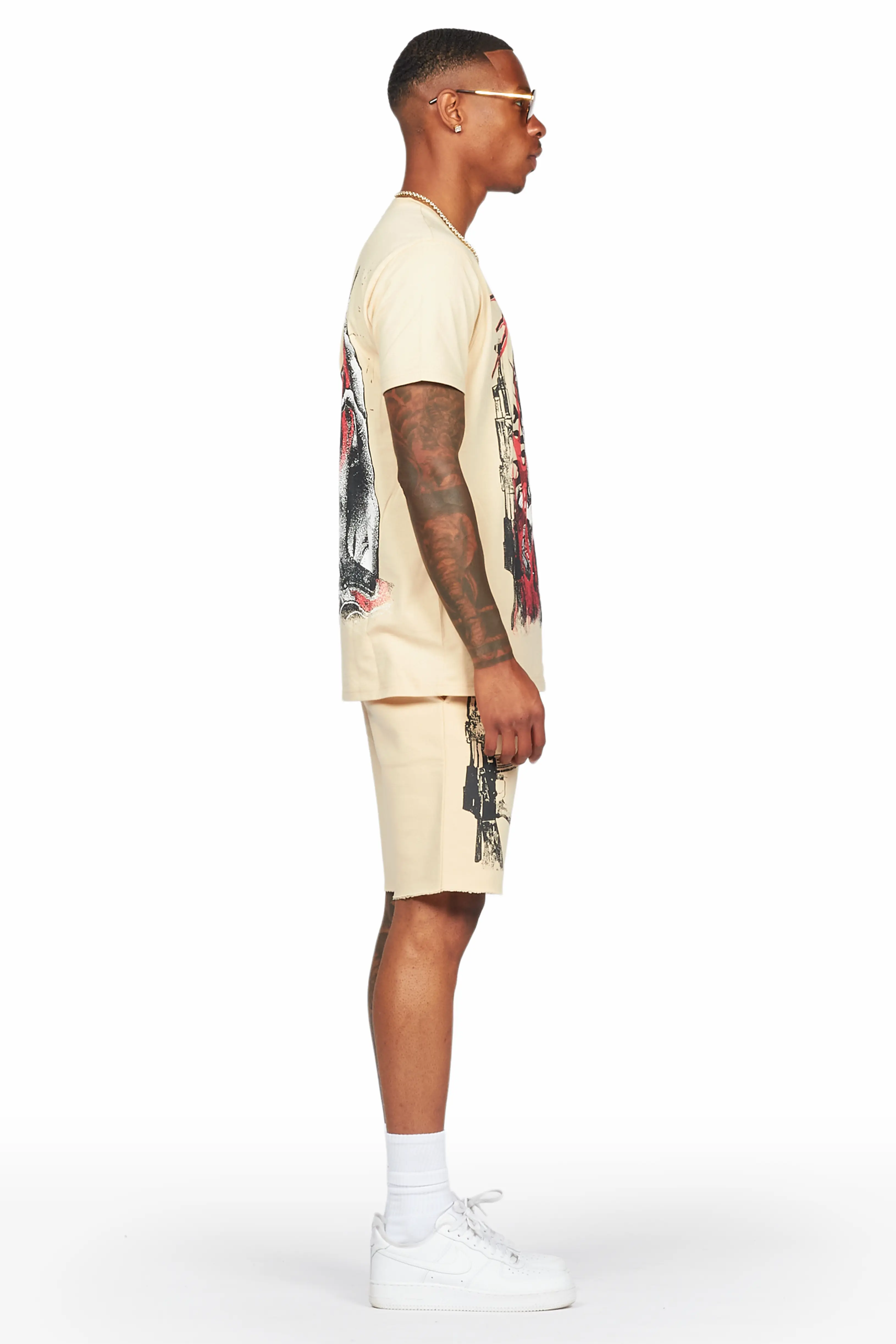 Turquil Beige T-Shirt/Short Set - Image 4
