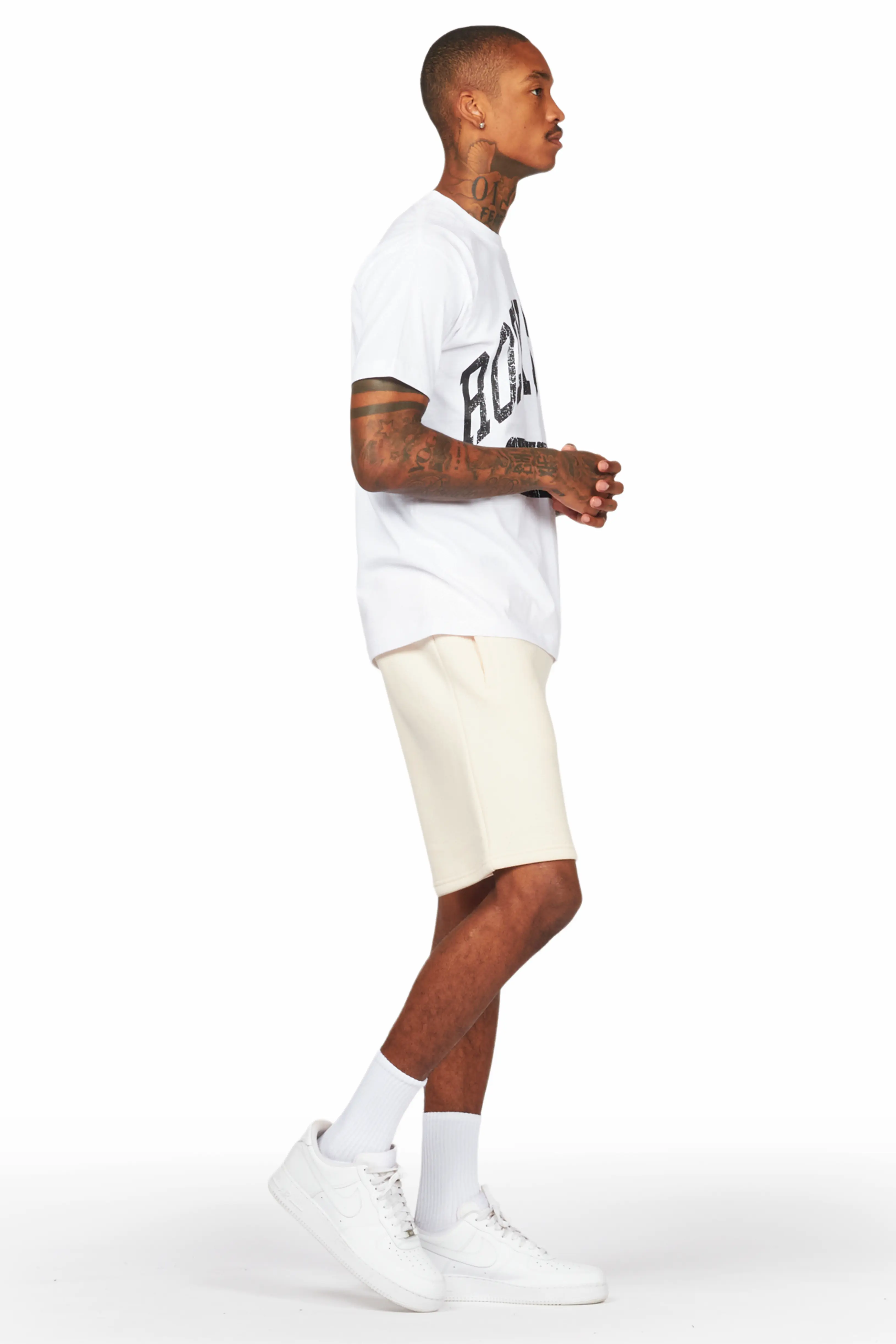 Jain White/Beige T-Shirt/Short Set - Image 3
