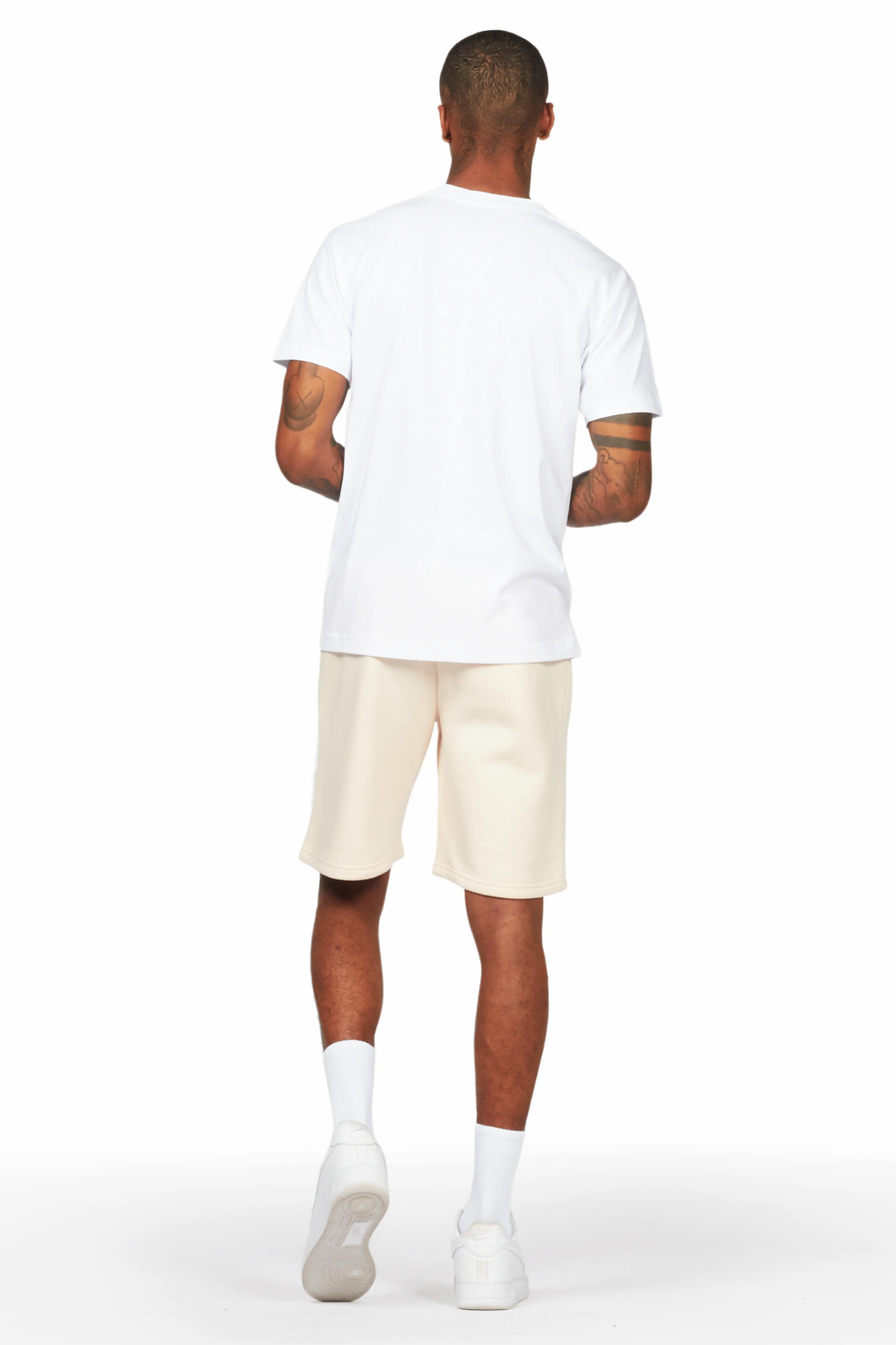 Jain White/Beige T-Shirt/Short Set - Image 4
