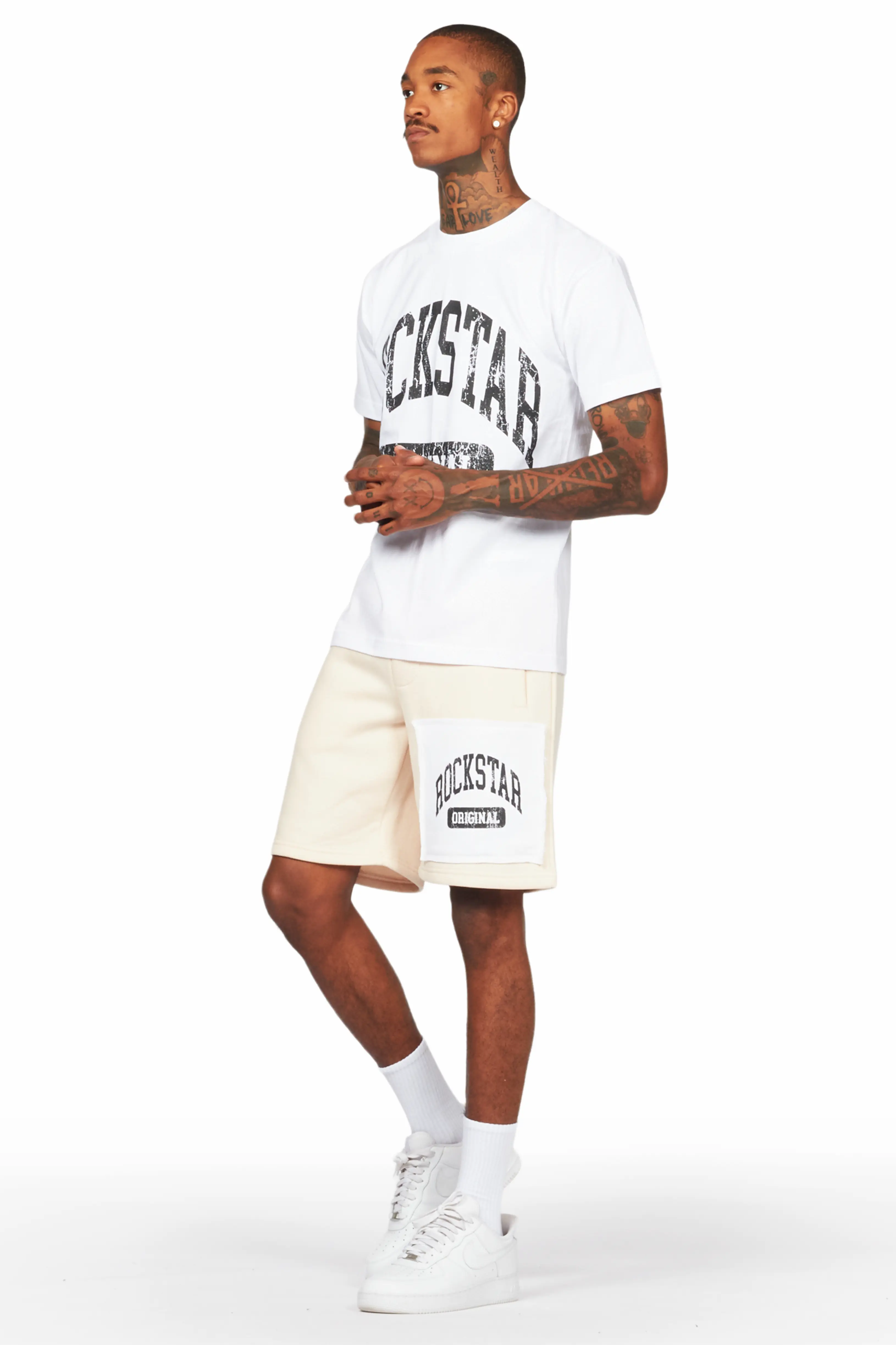 Jain White/Beige T-Shirt/Short Set - Image 5