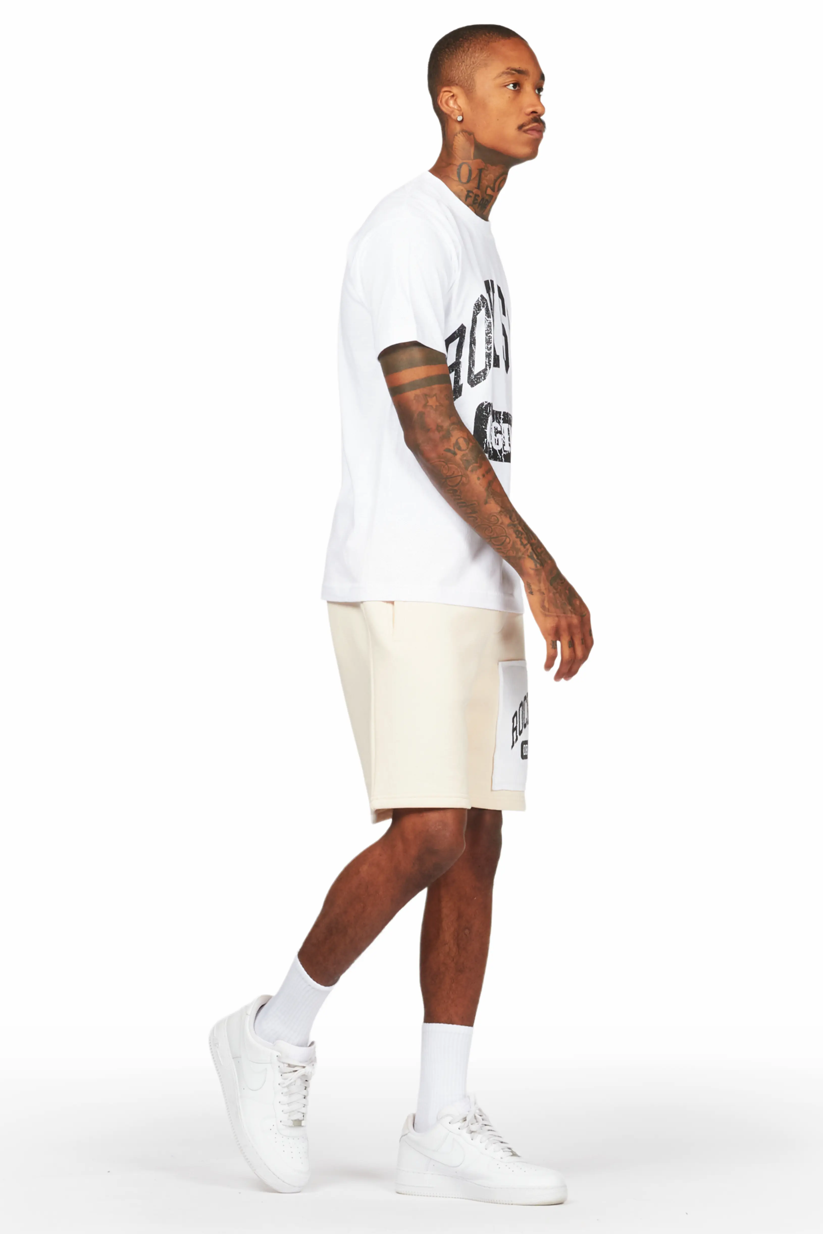 Jain White/Beige T-Shirt/Short Set - Image 6