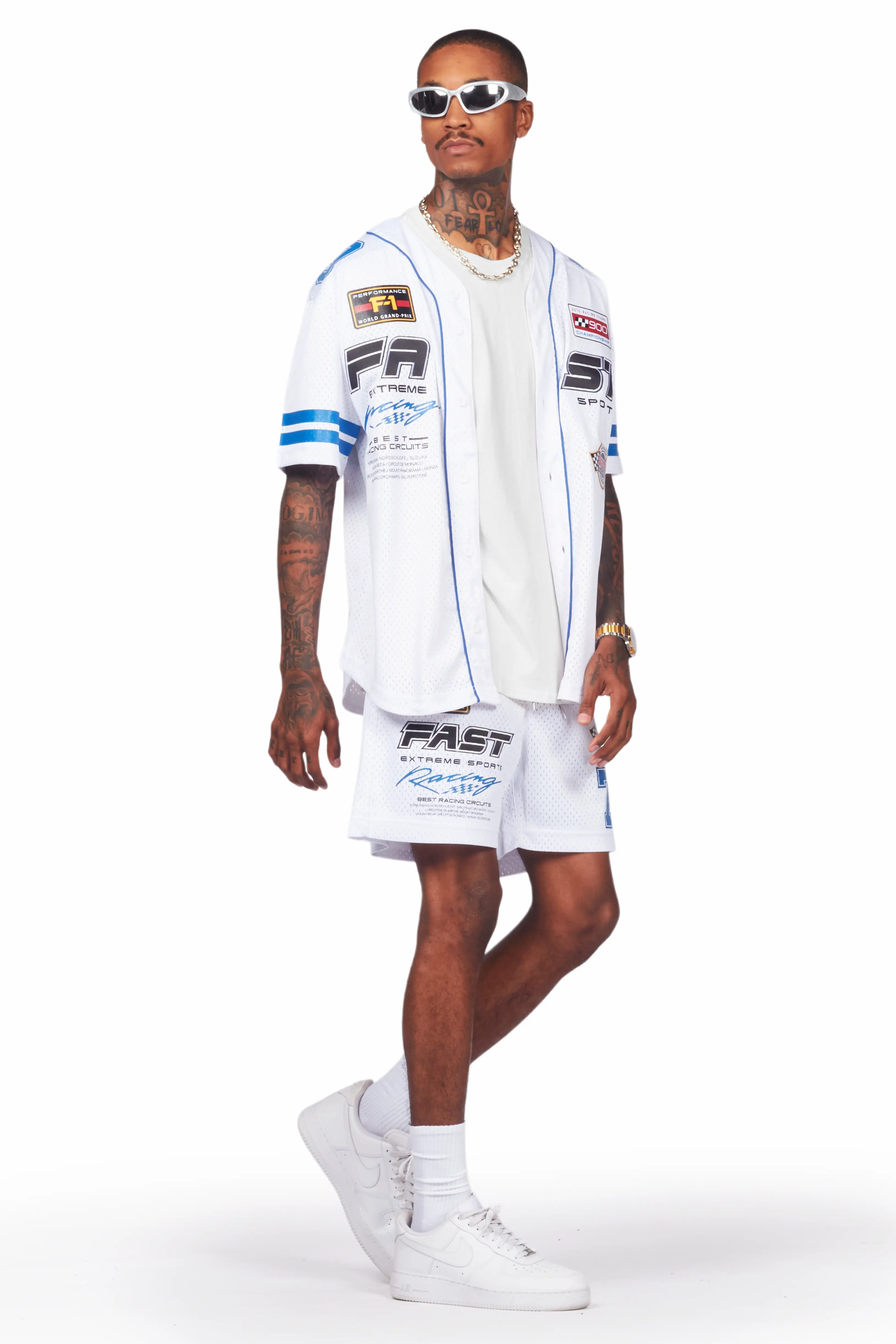 Takato White Mesh Jersey Short Set - Image 6