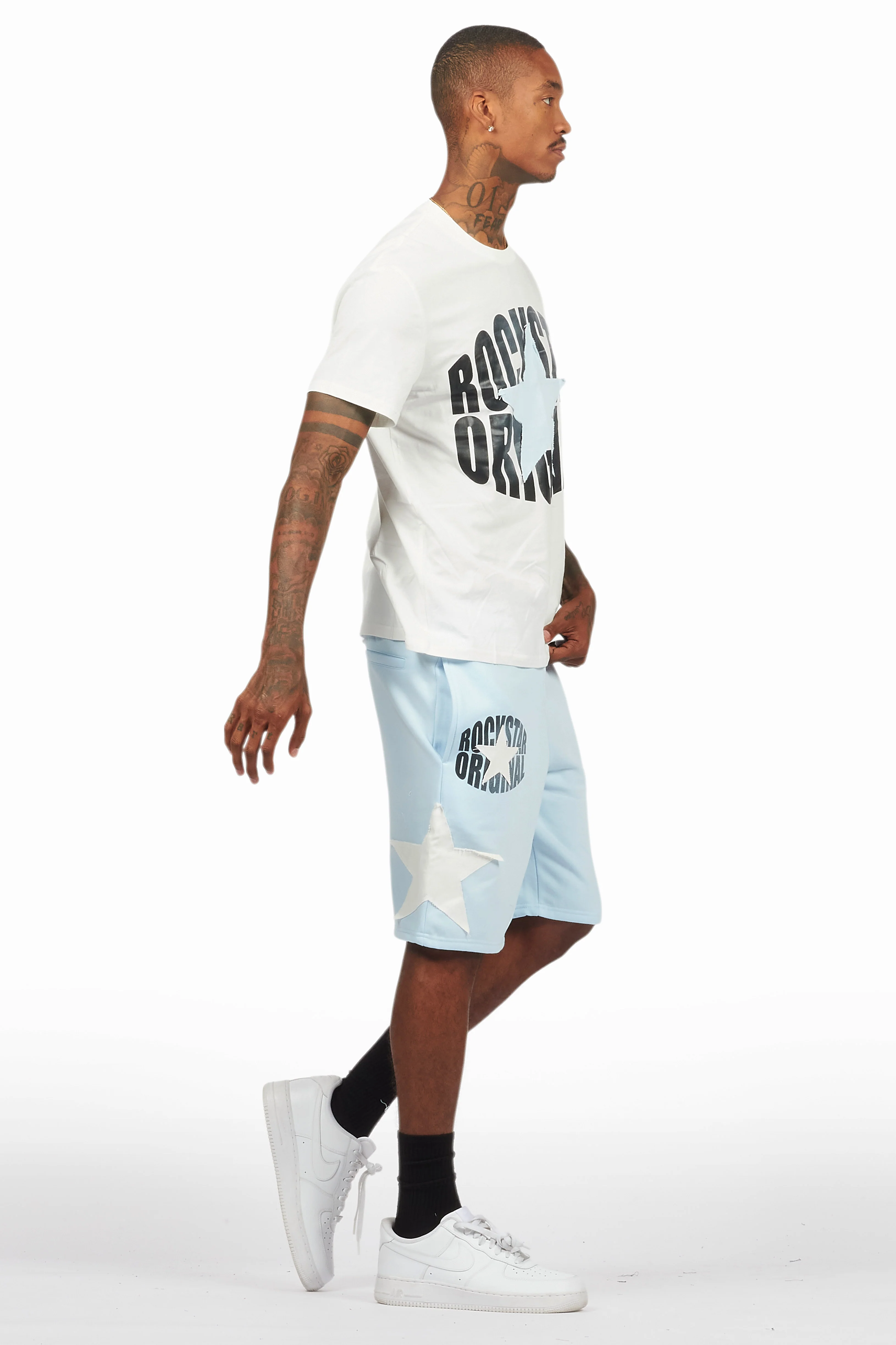 Sarge White/Blue T-Shirt/Short Set - Image 3