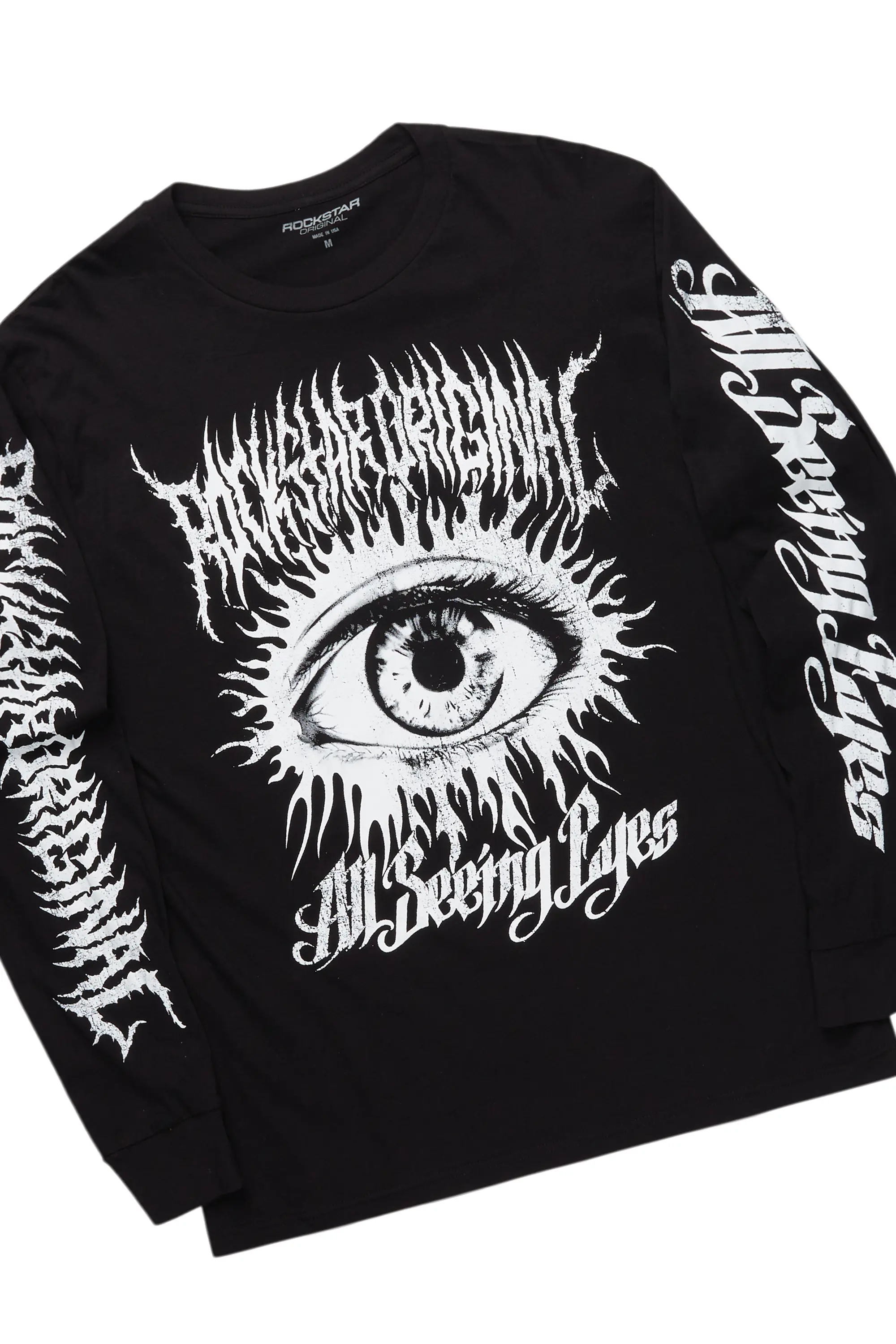 All Seeing Eyes Black Long Sleeve T-Shirt Short Set - Image 2